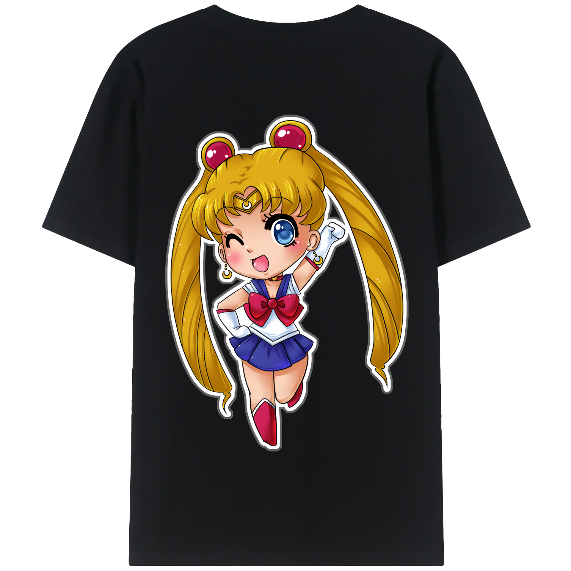 （画像用） 美少女戦士セーラームーン 月野 うさぎ つきの うさぎ Sailor Moon Tsukino Usagi 綿100％半袖Tシャツ（背面プリント）