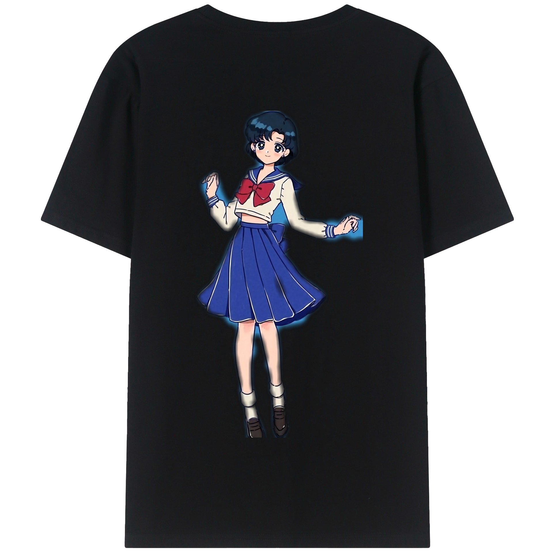 （画像用） 美少女戦士セーラームーン 水野 亜美 みずの あみ Sailor Moon Mizuno Ami 綿100％半袖Tシャツ（背面プリント）