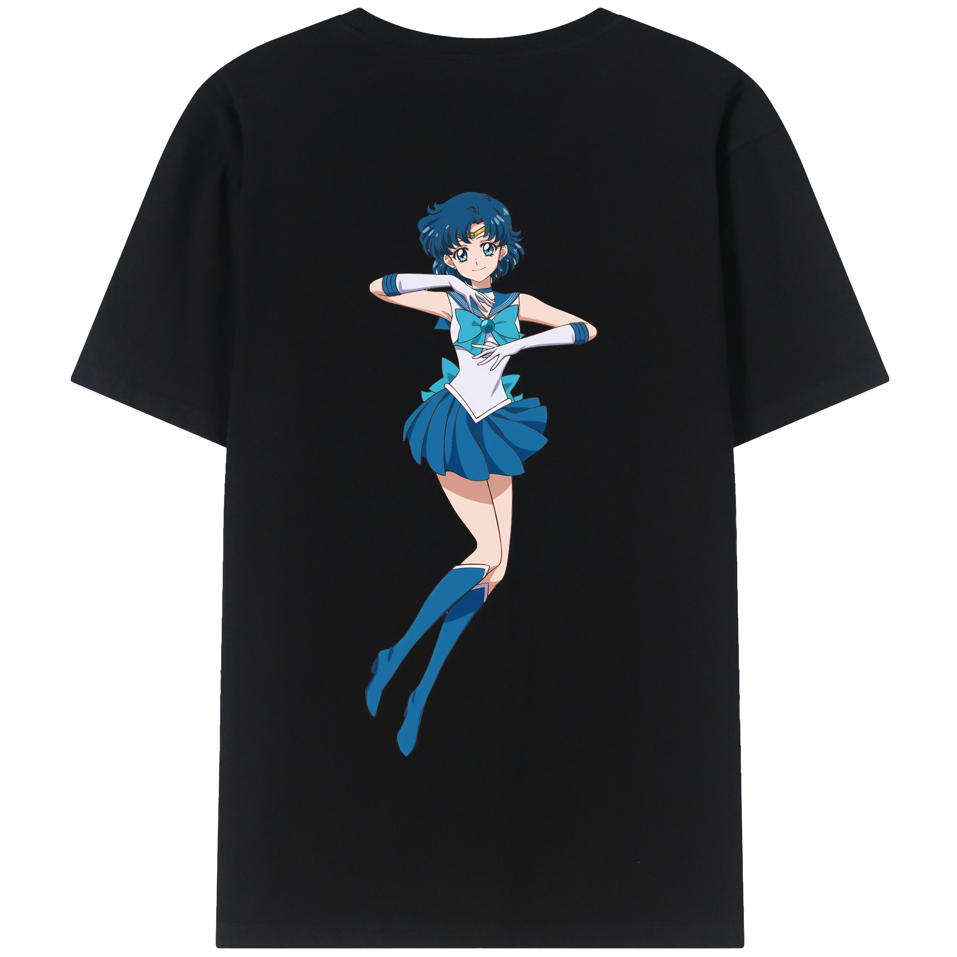 （画像用） 美少女戦士セーラームーン 水野 亜美 みずの あみ Sailor Moon Mizuno Ami 綿100％半袖Tシャツ（背面プリント）