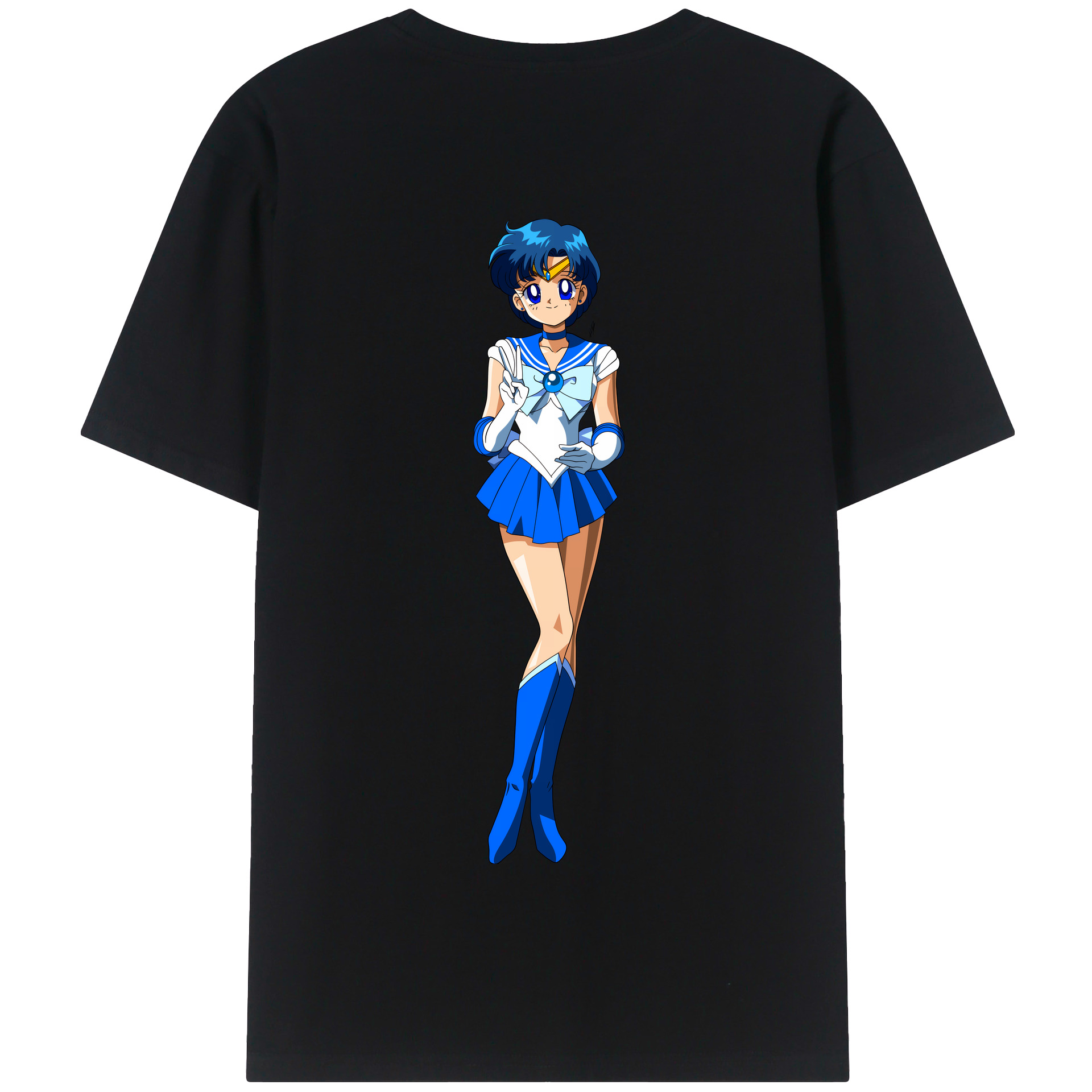 （画像用） 美少女戦士セーラームーン 水野 亜美 みずの あみ Sailor Moon Mizuno Ami 綿100％半袖Tシャツ（背面プリント）