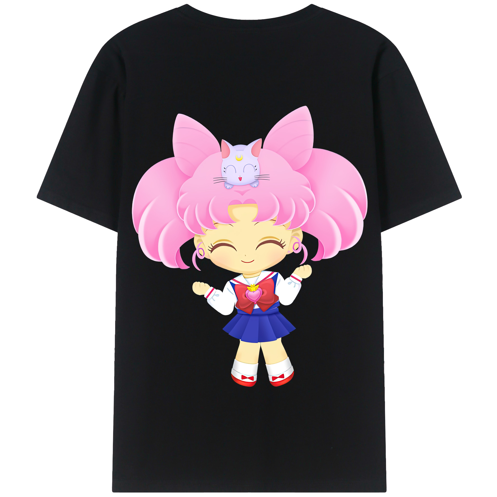 （画像用） 美少女戦士セーラームーン ちびうさ Sailor Moon Chibiusa Tsukino Usagi Small Lady Serenity 綿100％半袖Tシャツ（背面プリント）