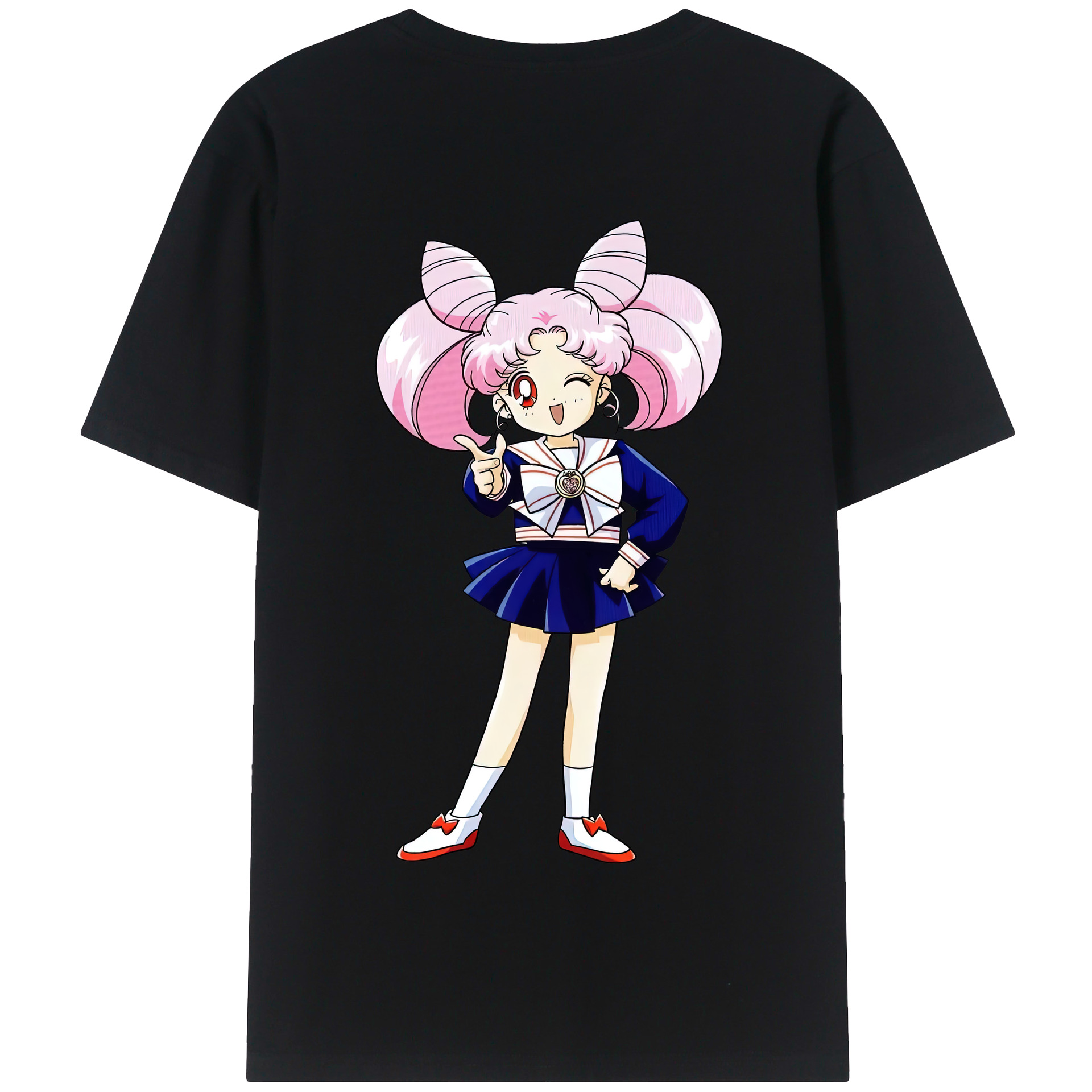 （画像用） 美少女戦士セーラームーン ちびうさ Sailor Moon Chibiusa Tsukino Usagi Small Lady Serenity 綿100％半袖Tシャツ（背面プリント）