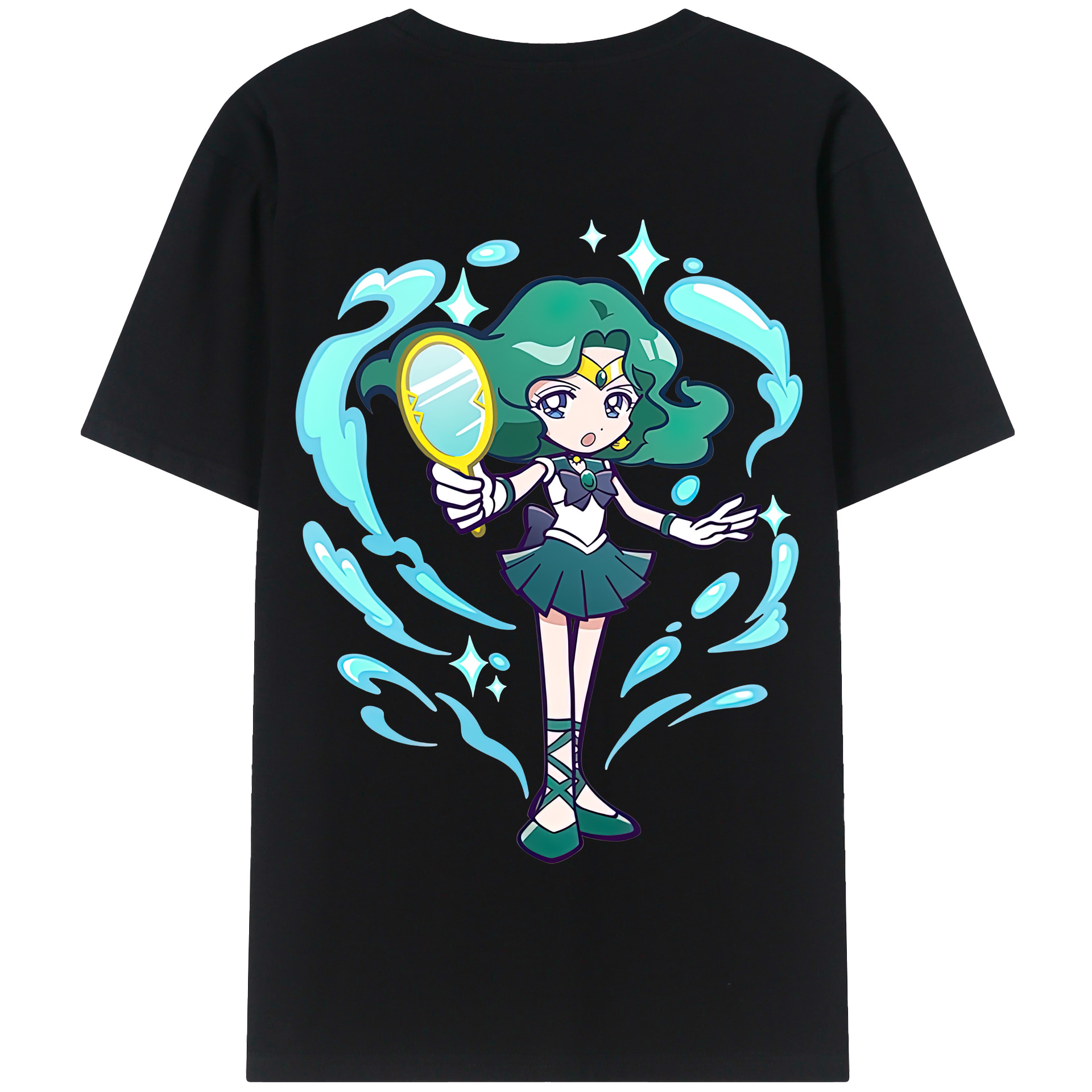 （画像用） 美少女戦士セーラームーン 海王 みちる（かいおう みちる） Sailor Moon Kaiou Michiru 綿100％半袖Tシャツ（背面プリント）