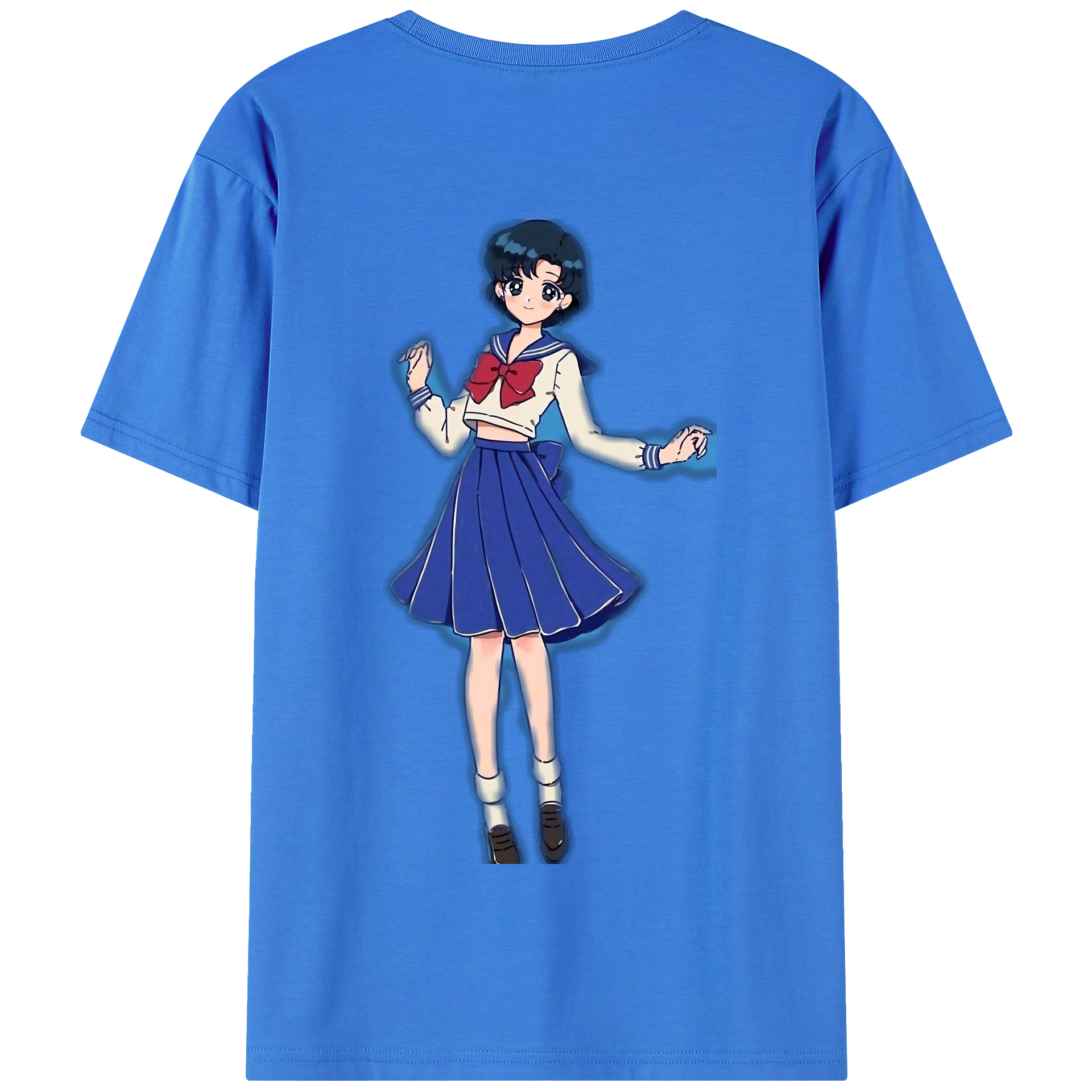 （画像用） 美少女戦士セーラームーン 水野 亜美 みずの あみ Sailor Moon Mizuno Ami 綿100％半袖Tシャツ（背面プリント）