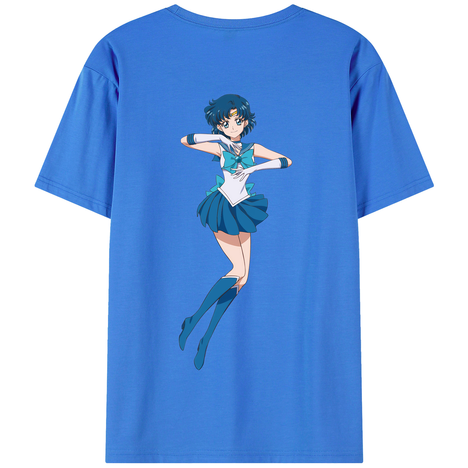 （画像用） 美少女戦士セーラームーン 水野 亜美 みずの あみ Sailor Moon Mizuno Ami 綿100％半袖Tシャツ（背面プリント）