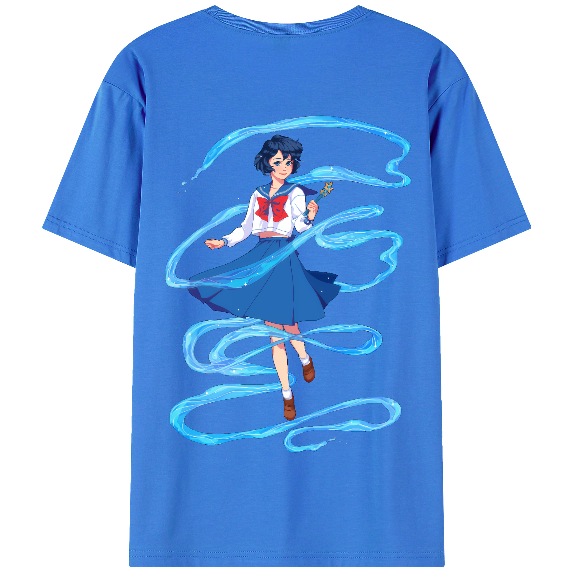 （画像用） 美少女戦士セーラームーン 水野 亜美 みずの あみ Sailor Moon Mizuno Ami 綿100％半袖Tシャツ（背面プリント）