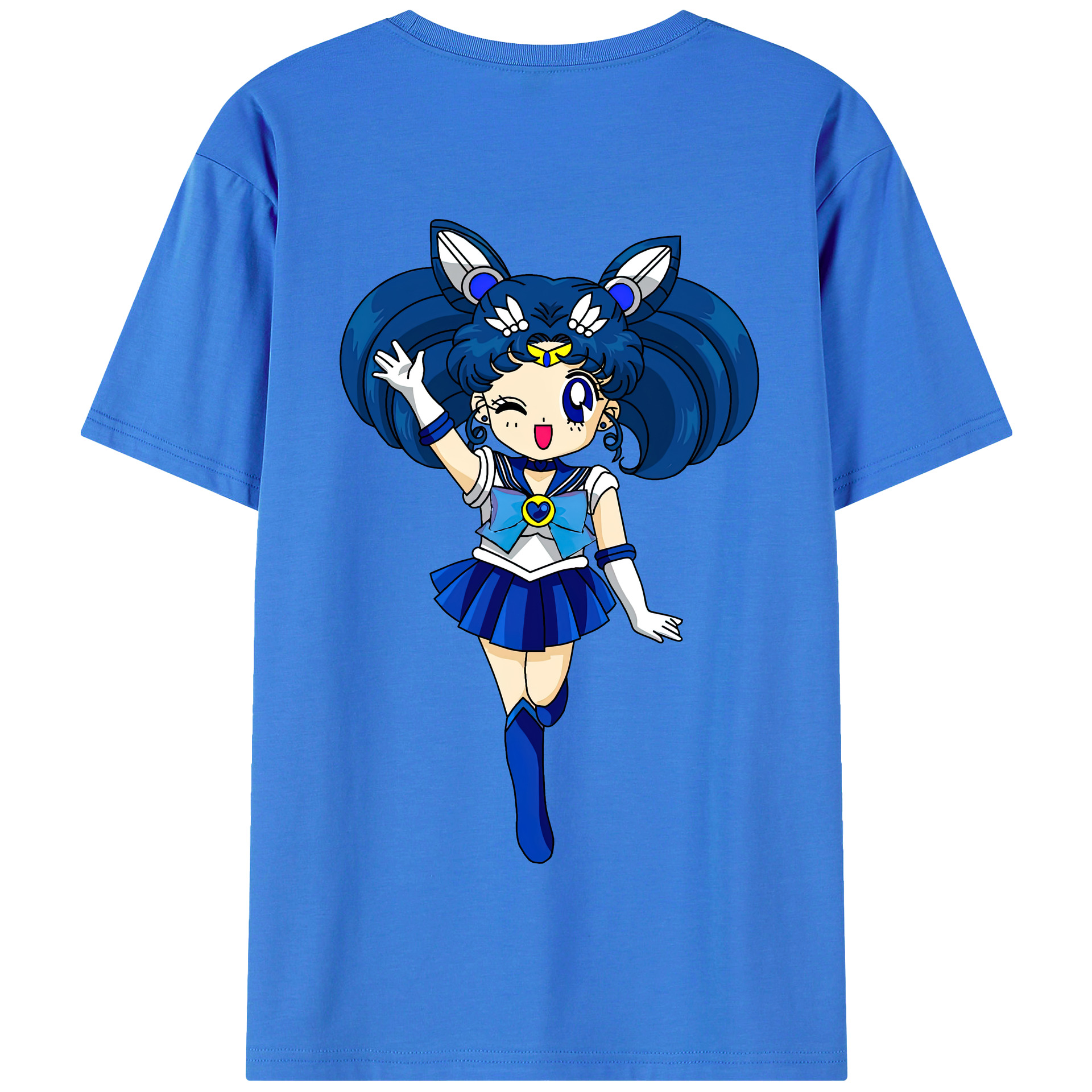 （画像用） 美少女戦士セーラームーン 水野 亜美 みずの あみ Sailor Moon Mizuno Ami 綿100％半袖Tシャツ（背面プリント）