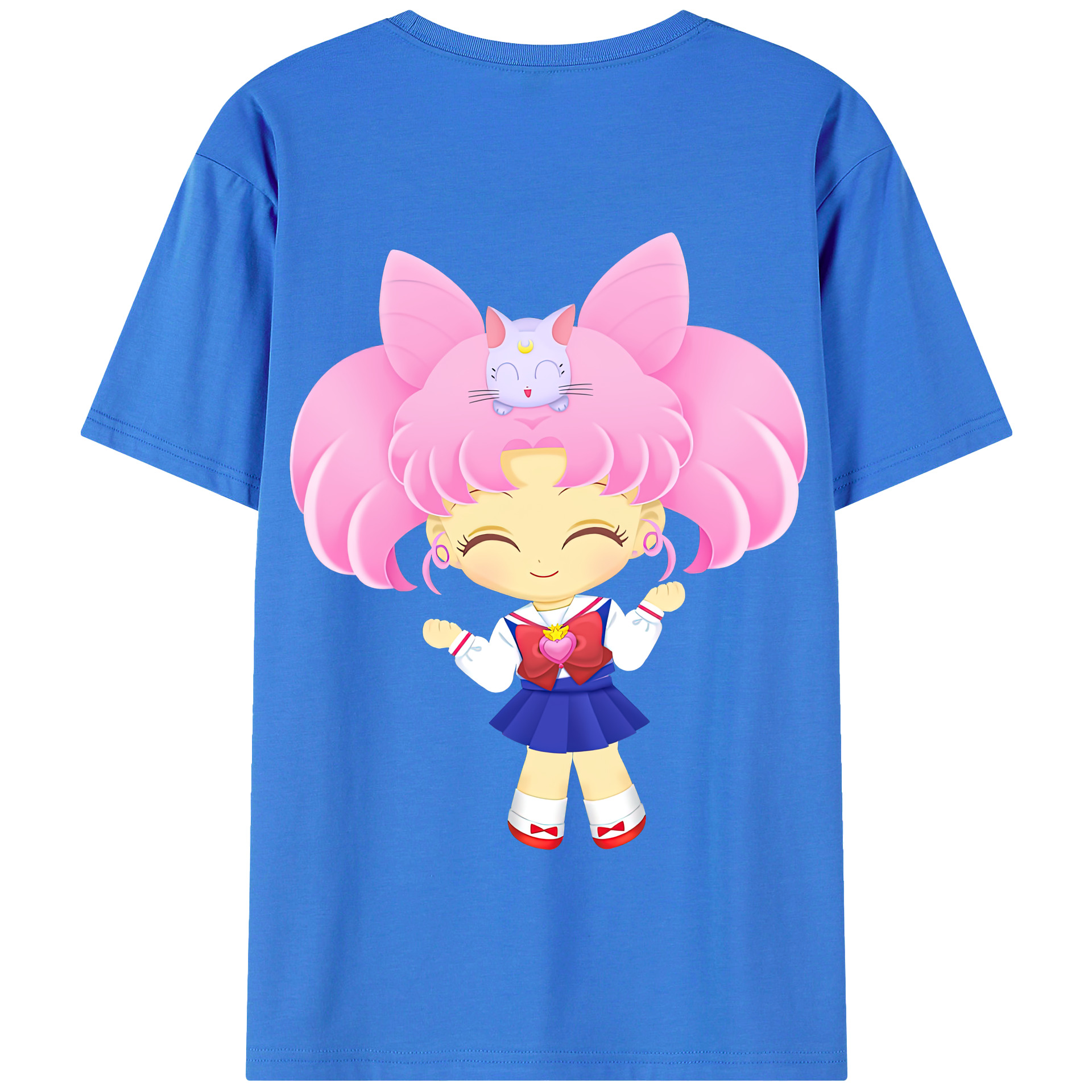 （画像用） 美少女戦士セーラームーン ちびうさ Sailor Moon Chibiusa Tsukino Usagi Small Lady Serenity 綿100％半袖Tシャツ（背面プリント）
