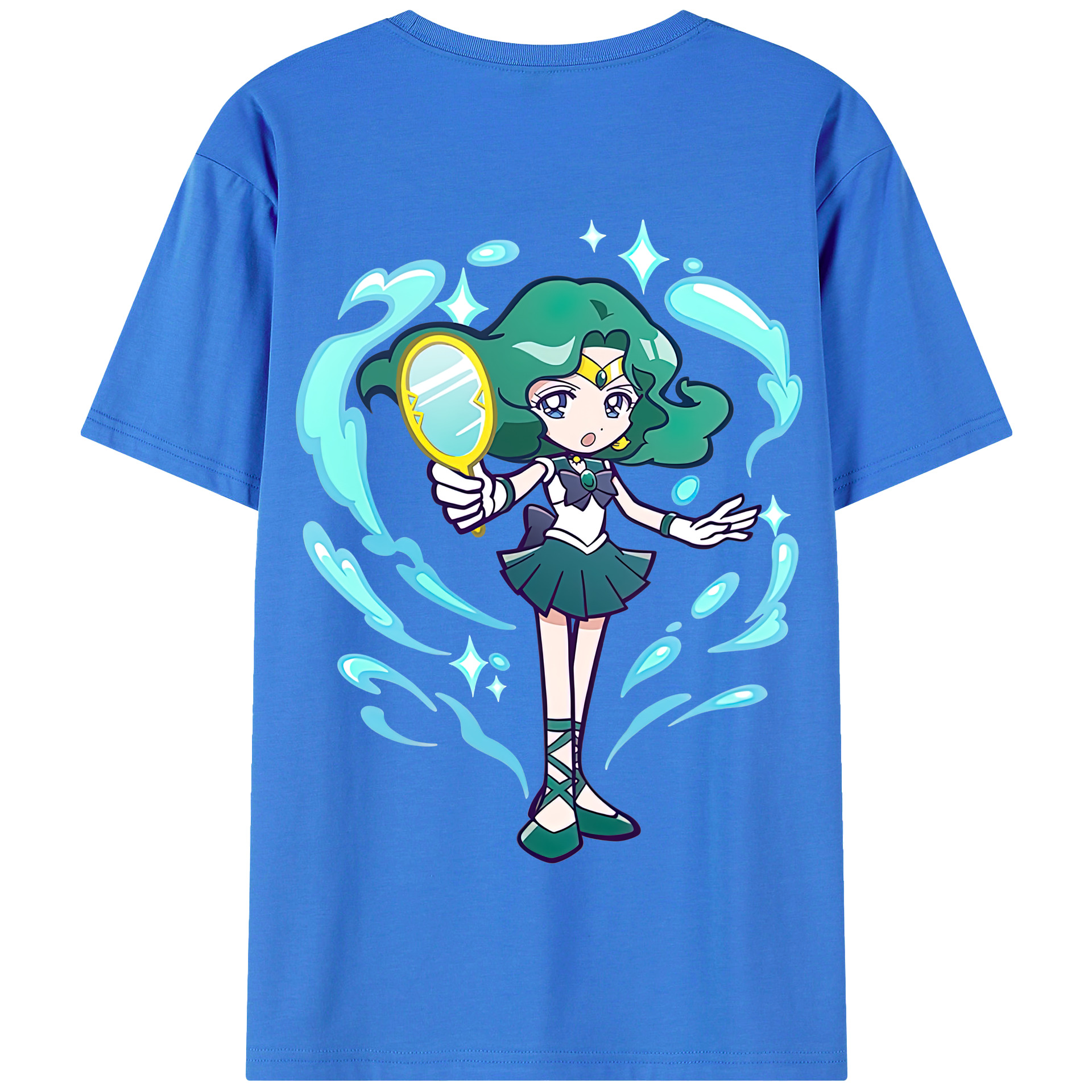 （画像用） 美少女戦士セーラームーン 海王 みちる（かいおう みちる） Sailor Moon Kaiou Michiru 綿100％半袖Tシャツ（背面プリント）