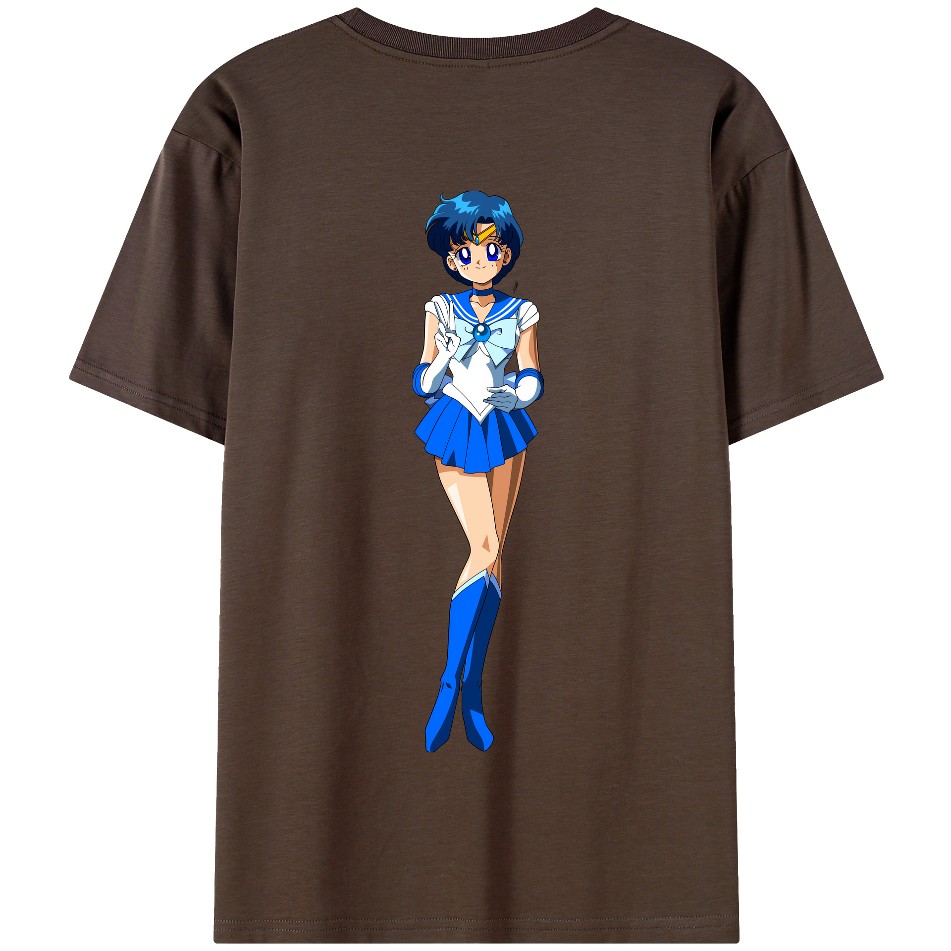 （画像用） 美少女戦士セーラームーン 水野 亜美 みずの あみ Sailor Moon Mizuno Ami 綿100％半袖Tシャツ（背面プリント）