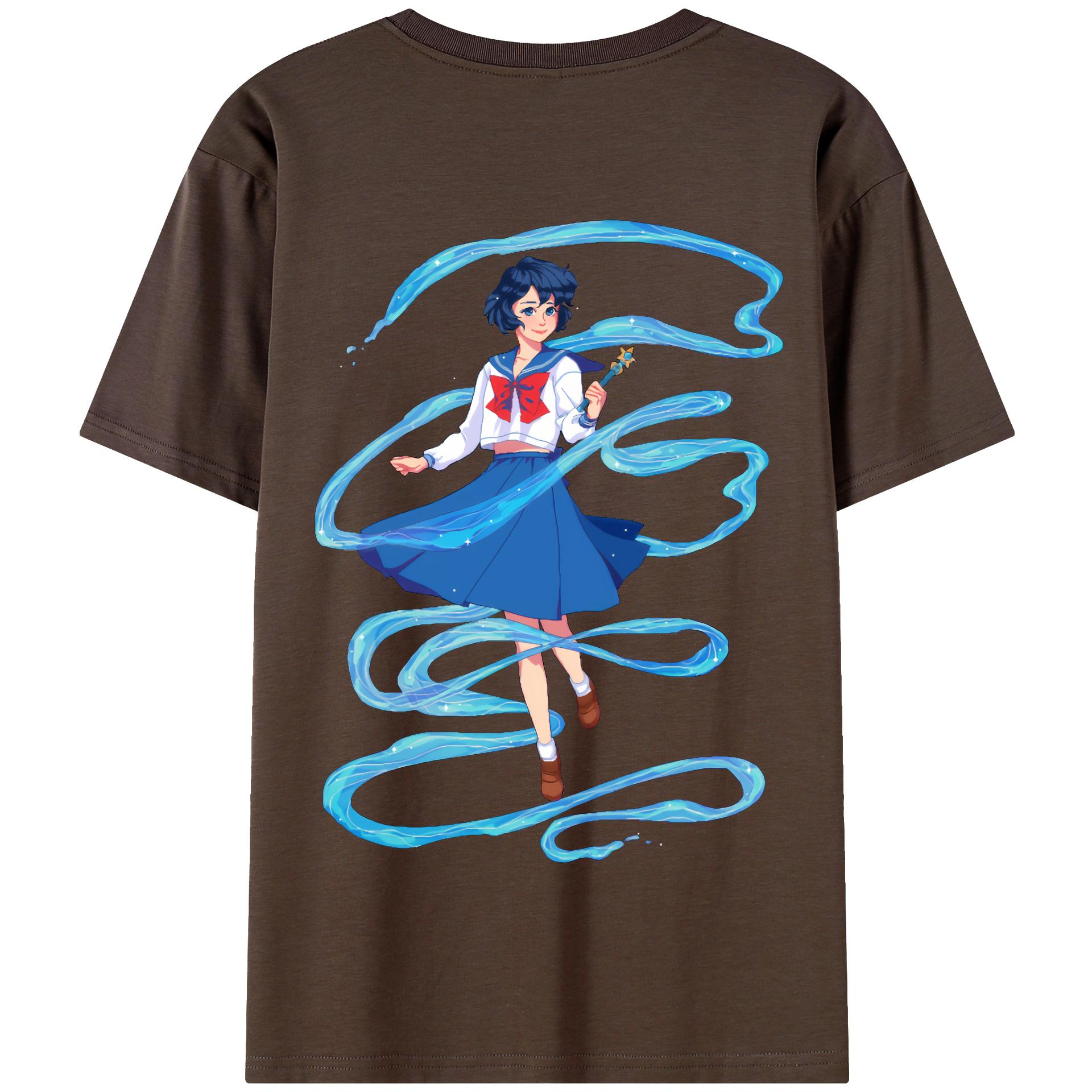 （画像用） 美少女戦士セーラームーン 水野 亜美 みずの あみ Sailor Moon Mizuno Ami 綿100％半袖Tシャツ（背面プリント）