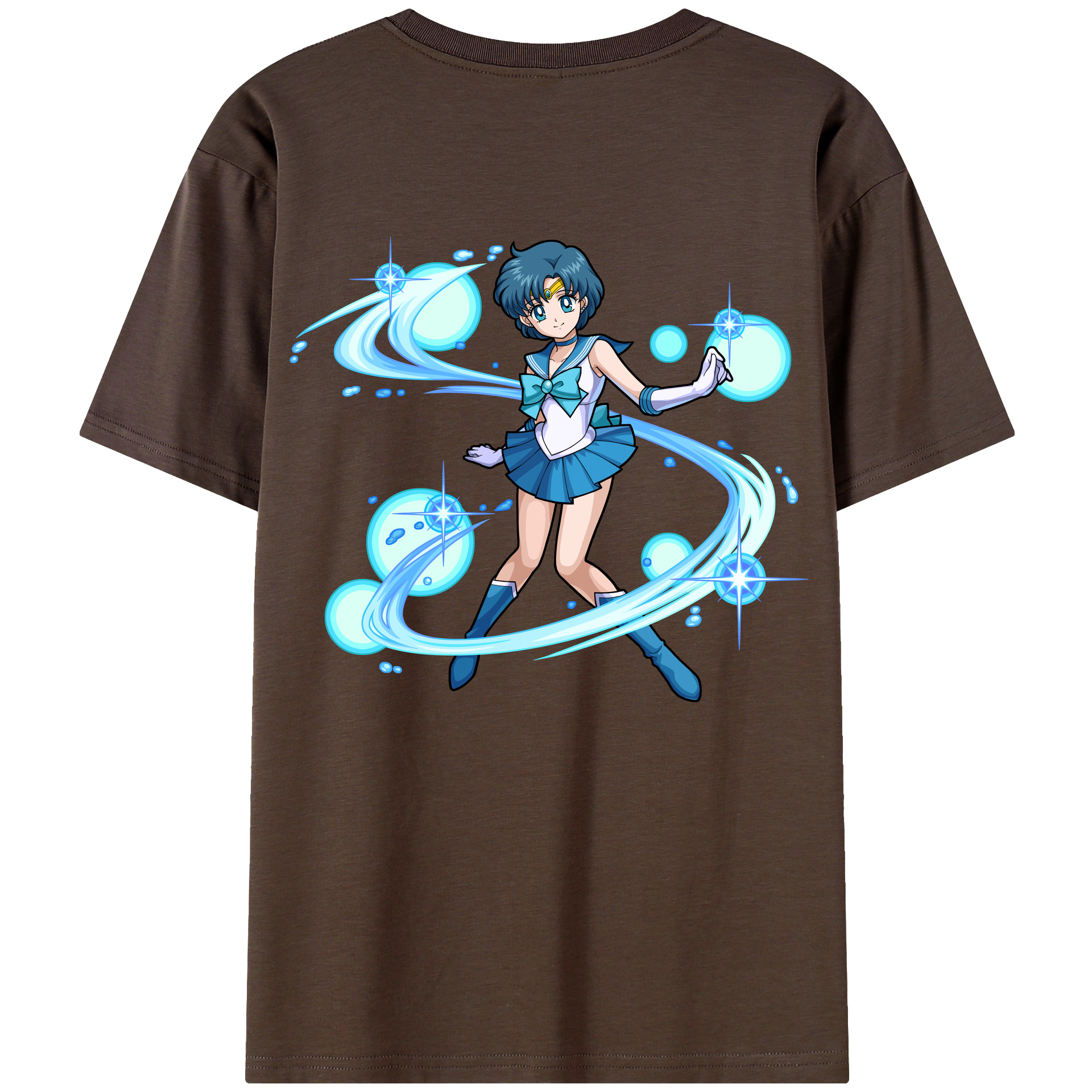 （画像用） 美少女戦士セーラームーン 水野 亜美 みずの あみ Sailor Moon Mizuno Ami 綿100％半袖Tシャツ（背面プリント）