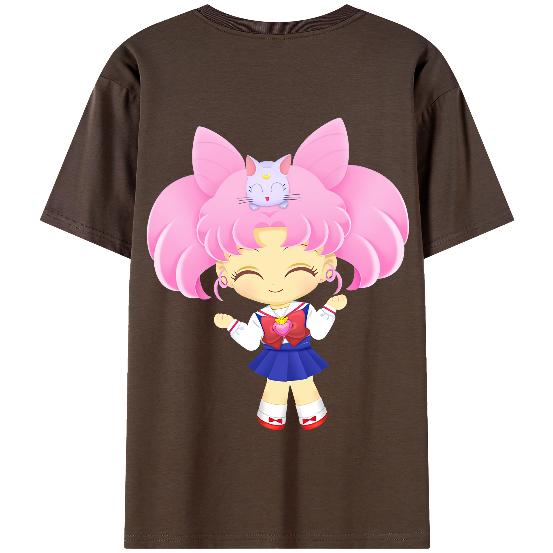 （画像用） 美少女戦士セーラームーン ちびうさ Sailor Moon Chibiusa Tsukino Usagi Small Lady Serenity 綿100％半袖Tシャツ（背面プリント）