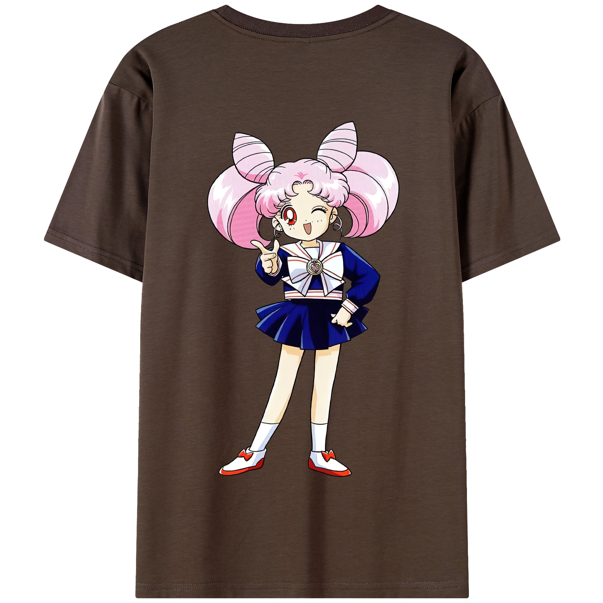 （画像用） 美少女戦士セーラームーン ちびうさ Sailor Moon Chibiusa Tsukino Usagi Small Lady Serenity 綿100％半袖Tシャツ（背面プリント）