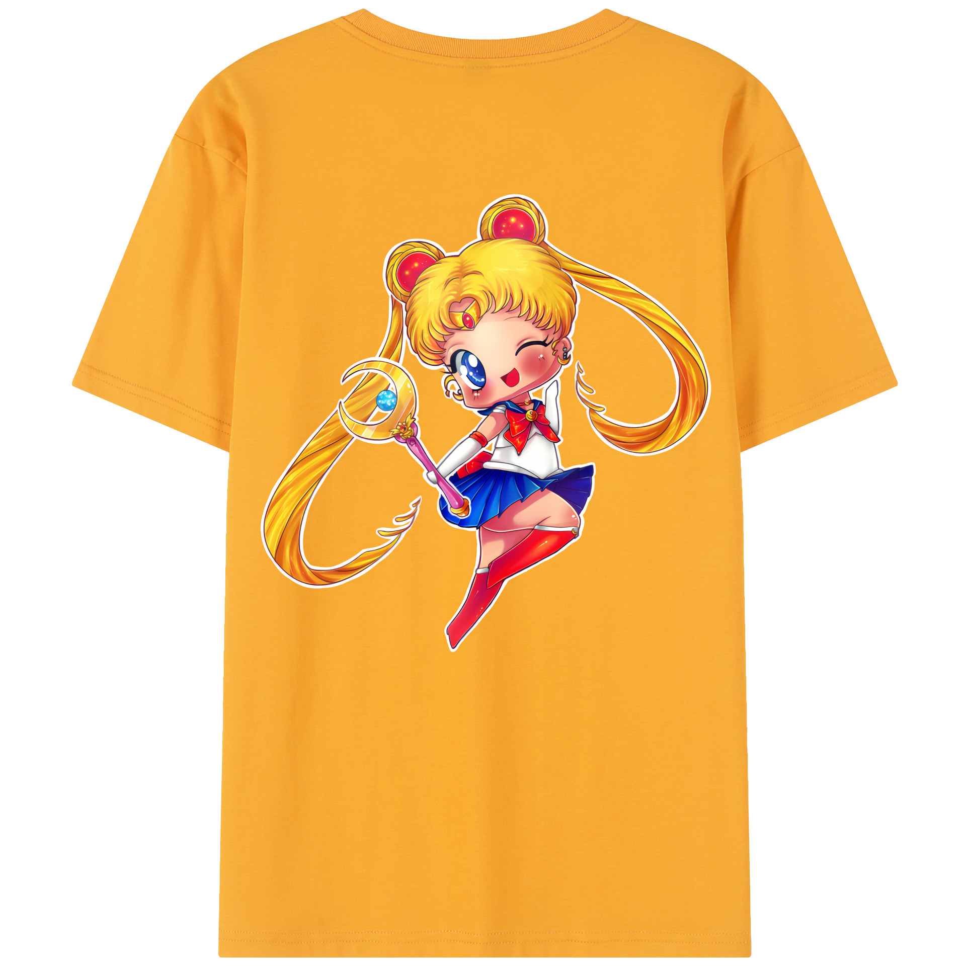 （画像用） 美少女戦士セーラームーン 月野 うさぎ つきの うさぎ Sailor Moon Tsukino Usagi 綿100％半袖Tシャツ（背面プリント）