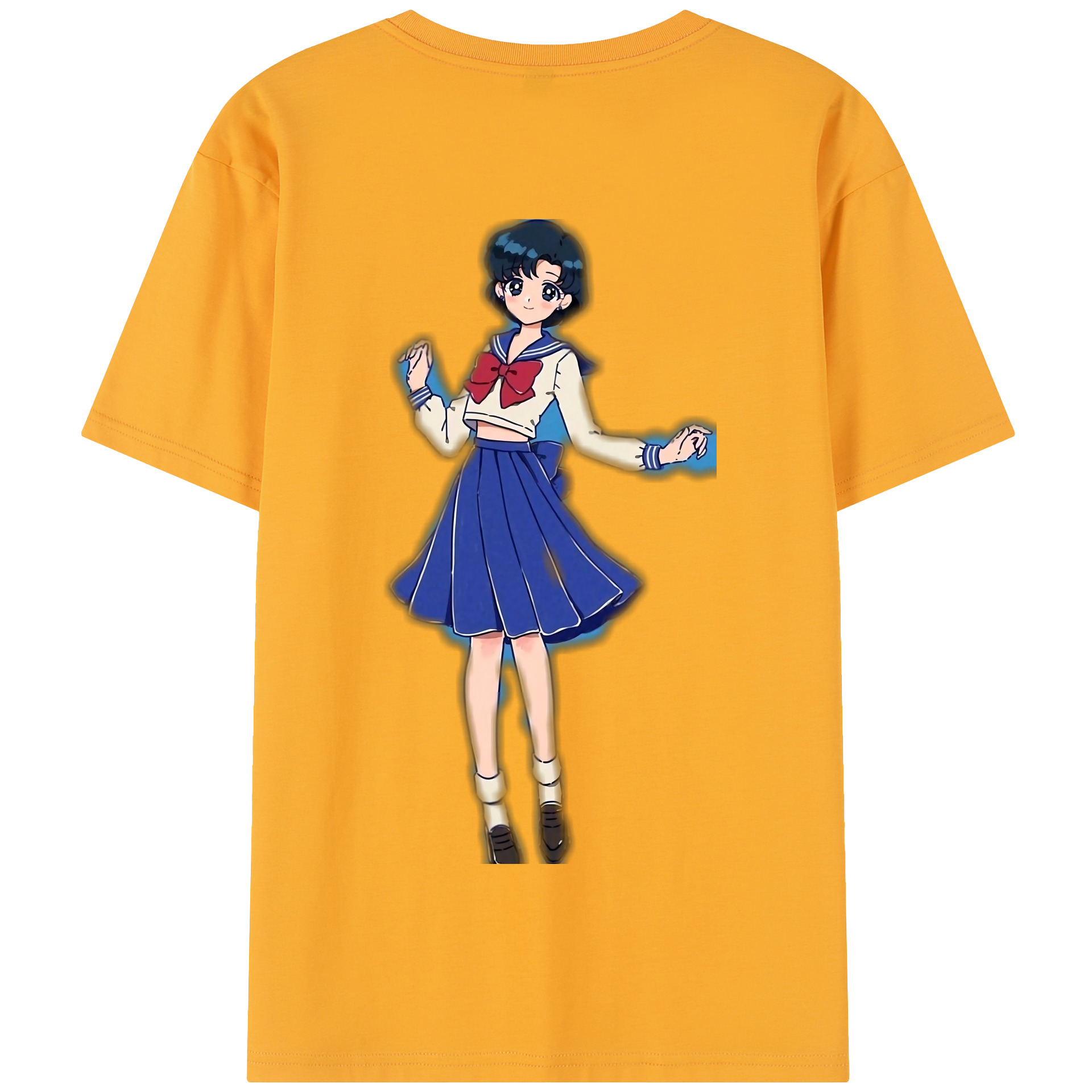（画像用） 美少女戦士セーラームーン 水野 亜美 みずの あみ Sailor Moon Mizuno Ami 綿100％半袖Tシャツ（背面プリント）
