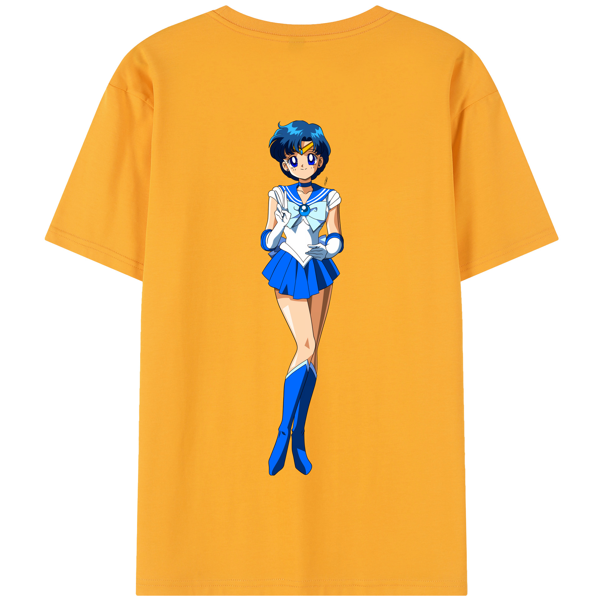 （画像用） 美少女戦士セーラームーン 水野 亜美 みずの あみ Sailor Moon Mizuno Ami 綿100％半袖Tシャツ（背面プリント）