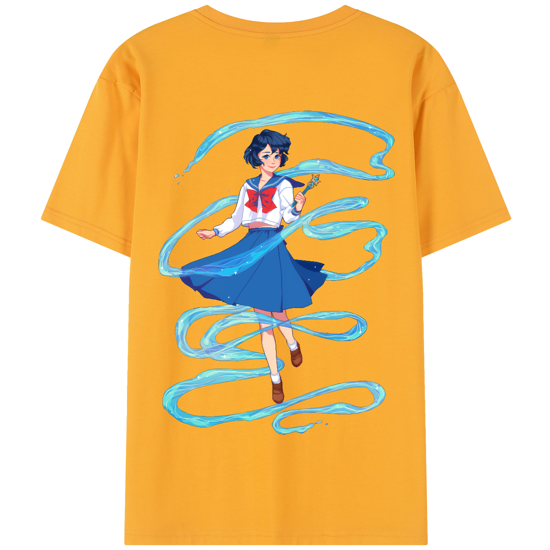 （画像用） 美少女戦士セーラームーン 水野 亜美 みずの あみ Sailor Moon Mizuno Ami 綿100％半袖Tシャツ（背面プリント）