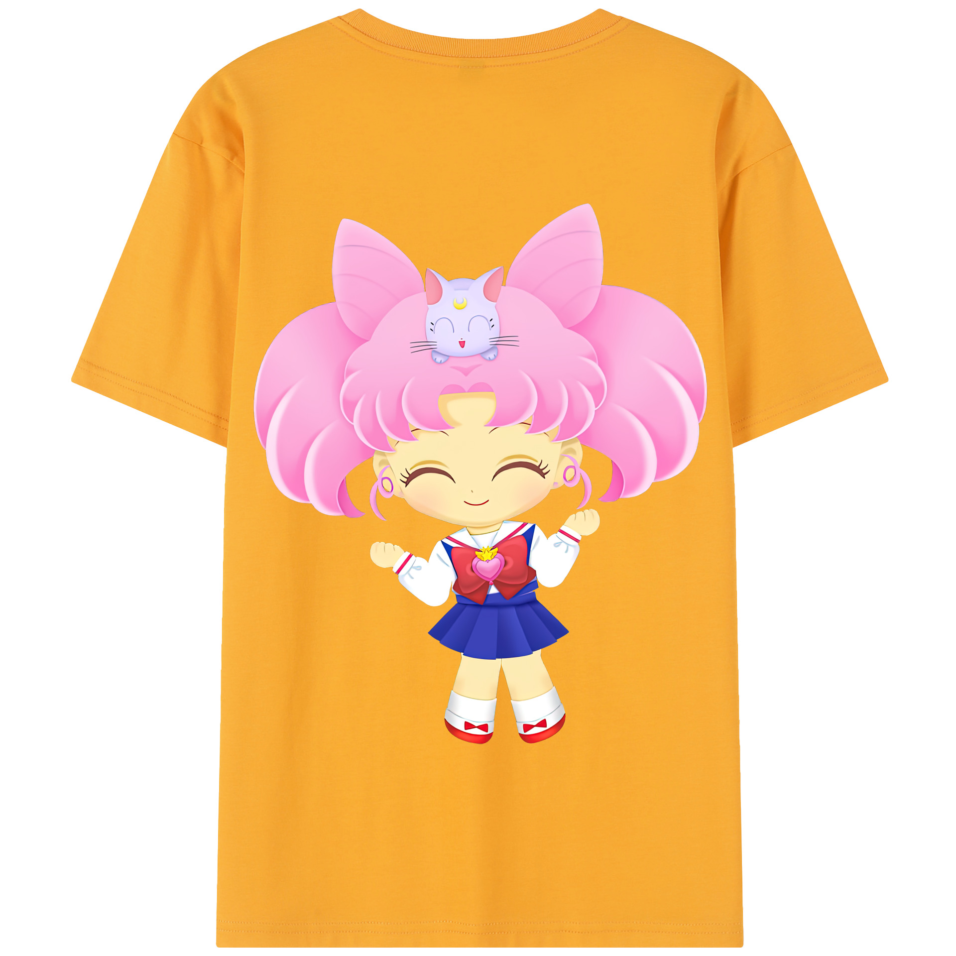 （画像用） 美少女戦士セーラームーン ちびうさ Sailor Moon Chibiusa Tsukino Usagi Small Lady Serenity 綿100％半袖Tシャツ（背面プリント）