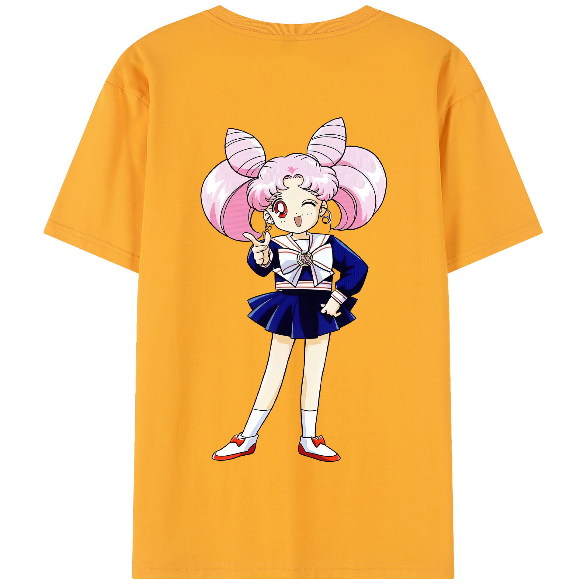 （画像用） 美少女戦士セーラームーン ちびうさ Sailor Moon Chibiusa Tsukino Usagi Small Lady Serenity 綿100％半袖Tシャツ（背面プリント）
