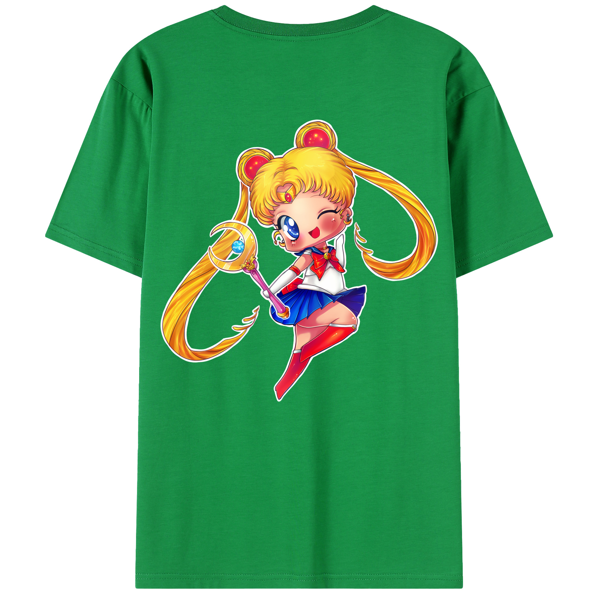 （画像用） 美少女戦士セーラームーン 月野 うさぎ つきの うさぎ Sailor Moon Tsukino Usagi 綿100％半袖Tシャツ（背面プリント）