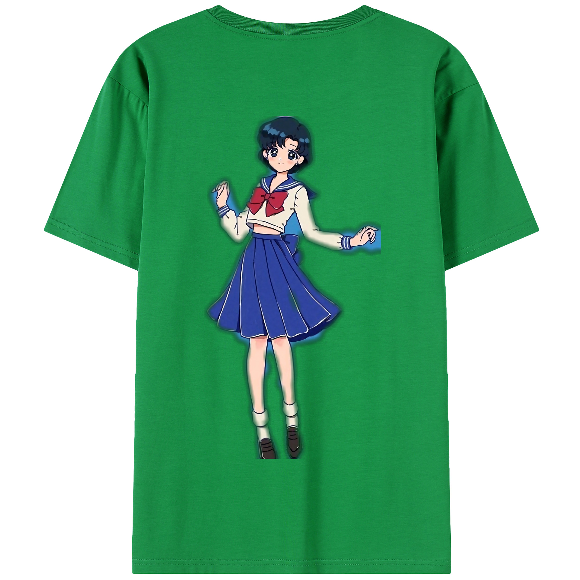 （画像用） 美少女戦士セーラームーン 水野 亜美 みずの あみ Sailor Moon Mizuno Ami 綿100％半袖Tシャツ（背面プリント）