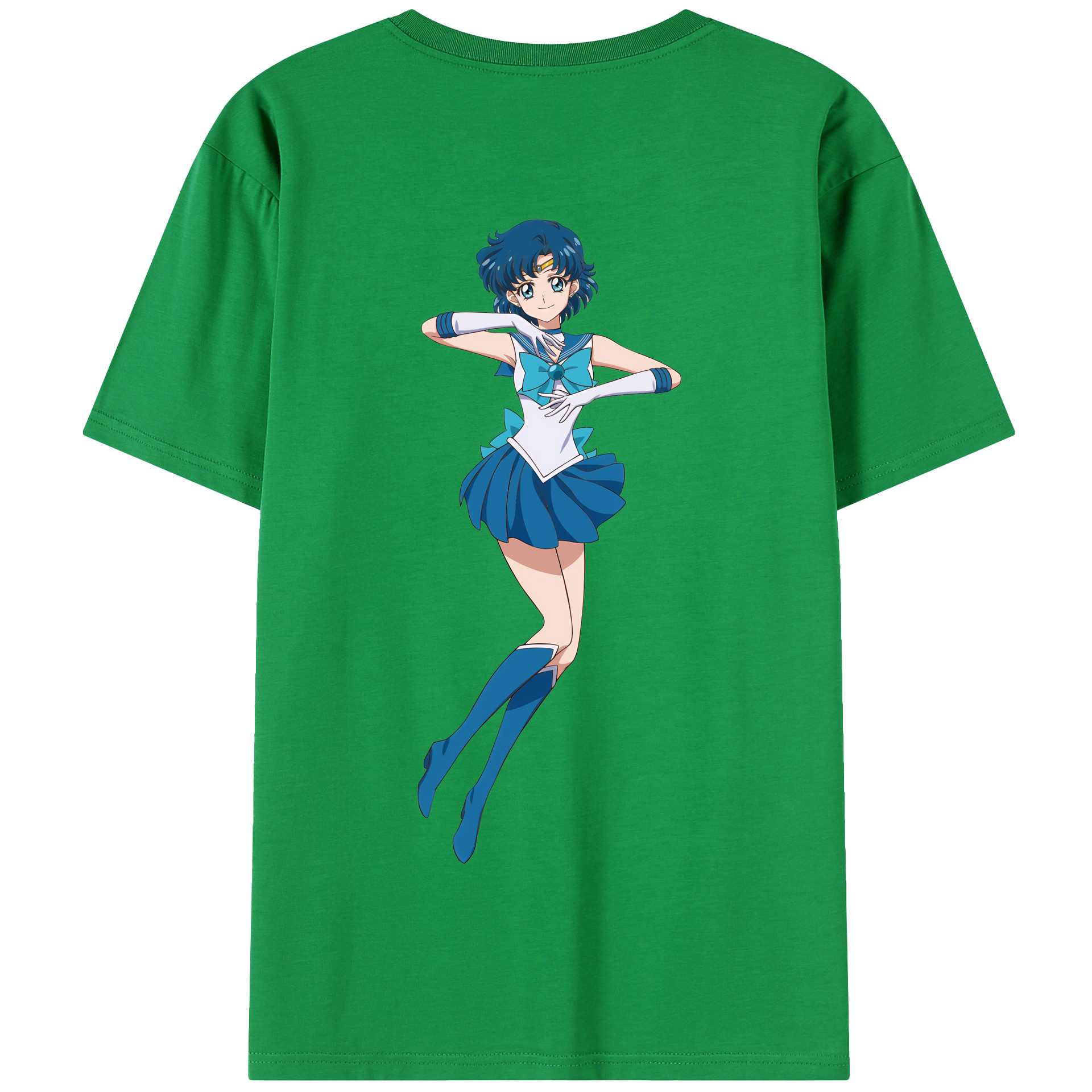 （画像用） 美少女戦士セーラームーン 水野 亜美 みずの あみ Sailor Moon Mizuno Ami 綿100％半袖Tシャツ（背面プリント）