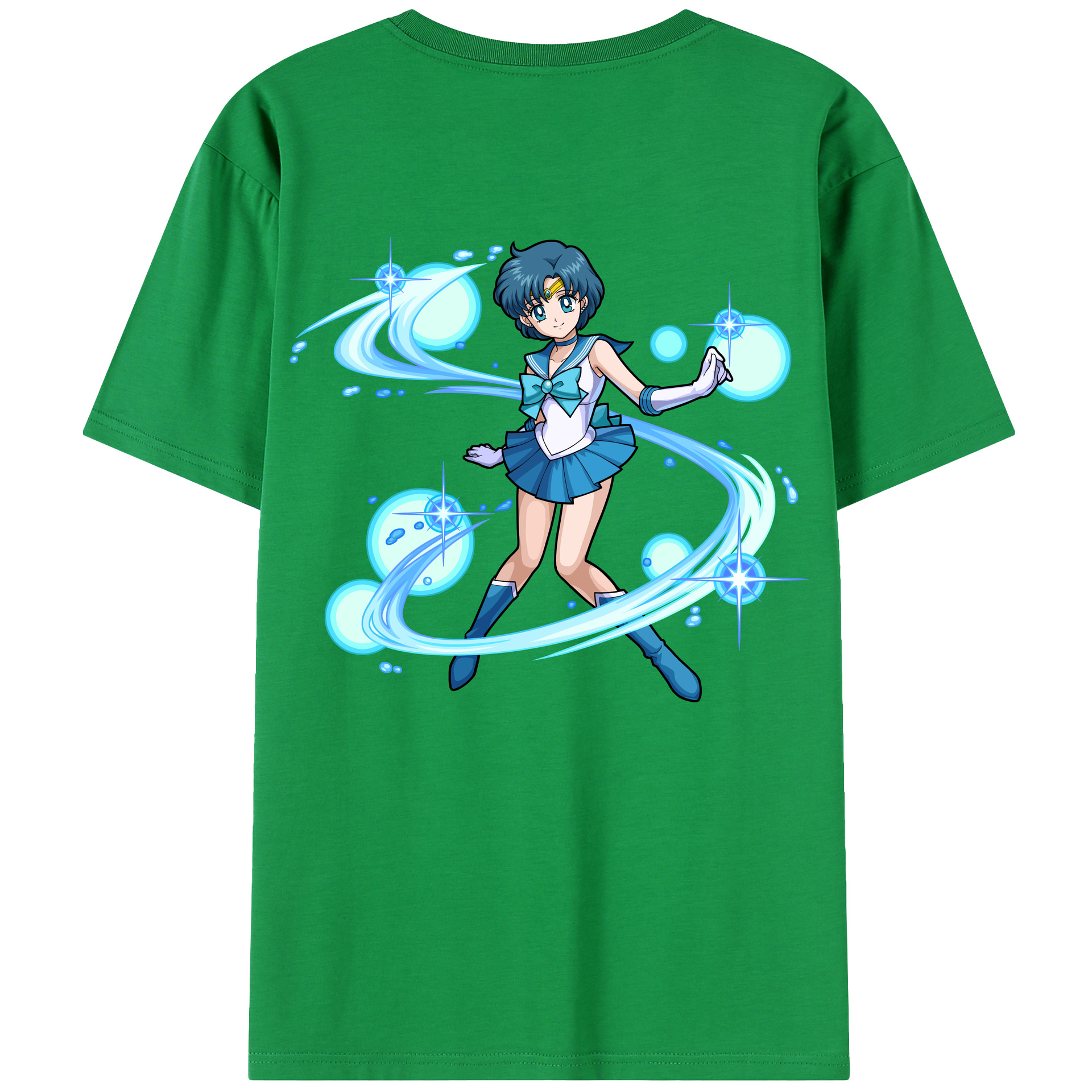 （画像用） 美少女戦士セーラームーン 水野 亜美 みずの あみ Sailor Moon Mizuno Ami 綿100％半袖Tシャツ（背面プリント）