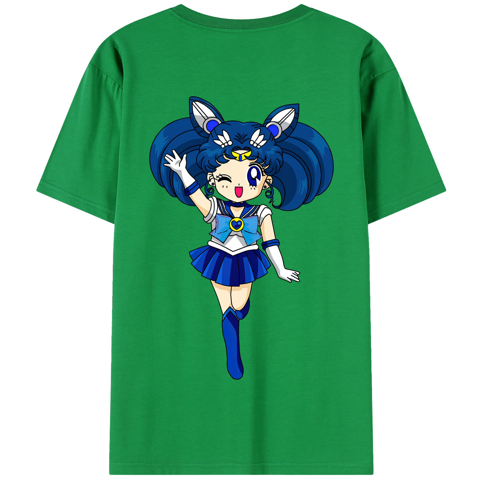 （画像用） 美少女戦士セーラームーン 水野 亜美 みずの あみ Sailor Moon Mizuno Ami 綿100％半袖Tシャツ（背面プリント）