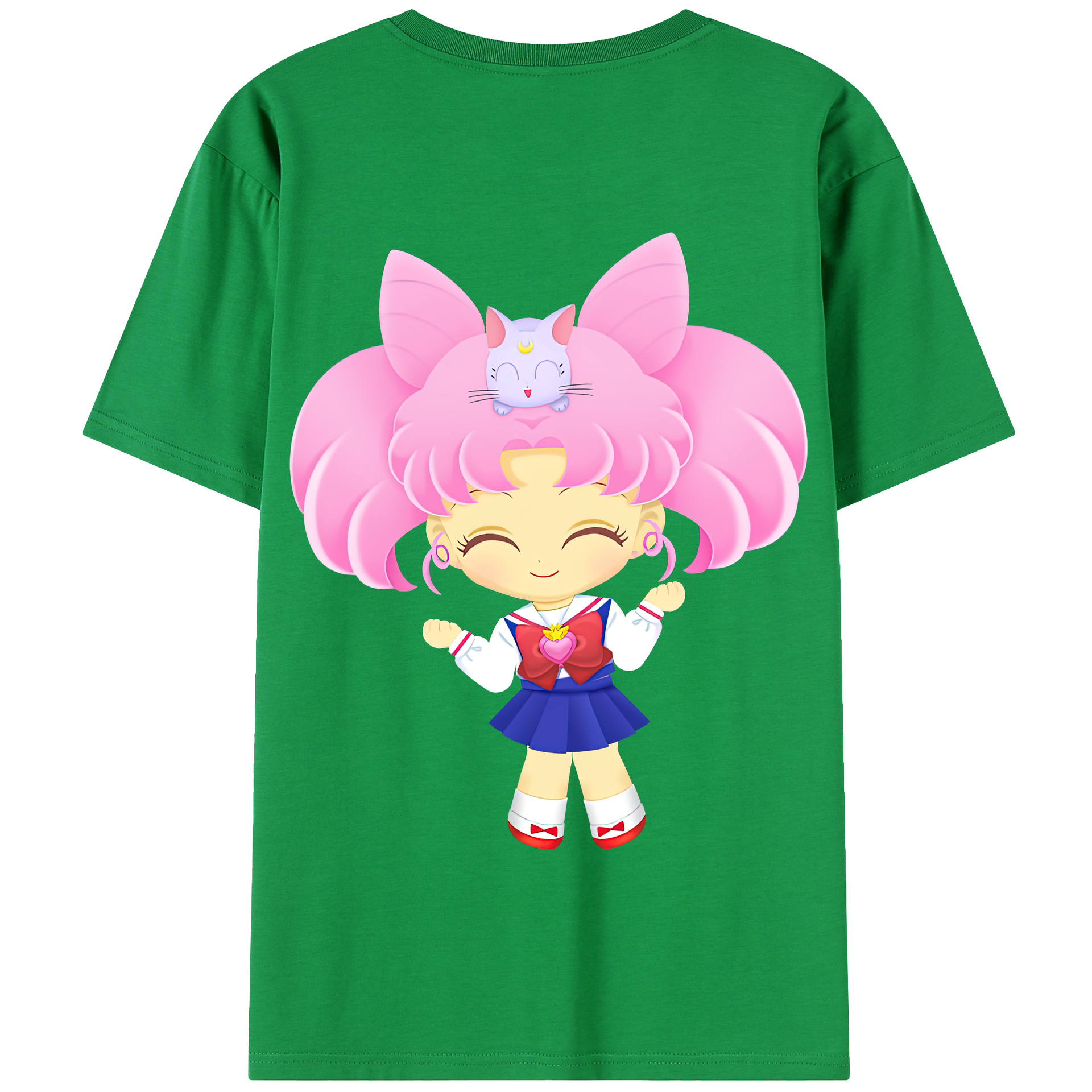 （画像用） 美少女戦士セーラームーン ちびうさ Sailor Moon Chibiusa Tsukino Usagi Small Lady Serenity 綿100％半袖Tシャツ（背面プリント）