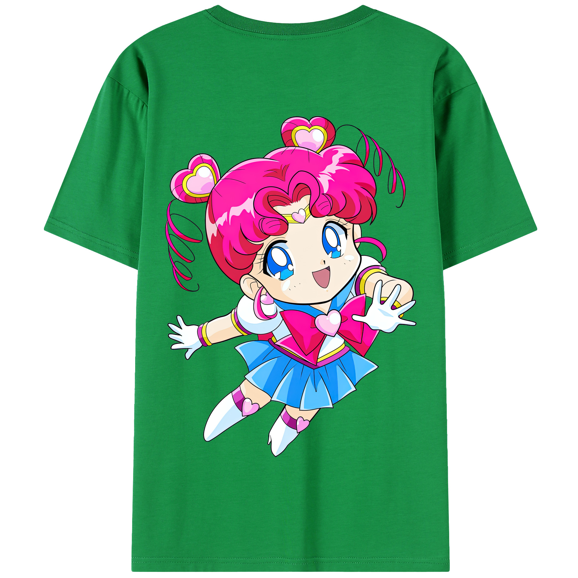 （画像用） 美少女戦士セーラームーン ちびうさ Sailor Moon Chibiusa Tsukino Usagi Small Lady Serenity 綿100％半袖Tシャツ（背面プリント）
