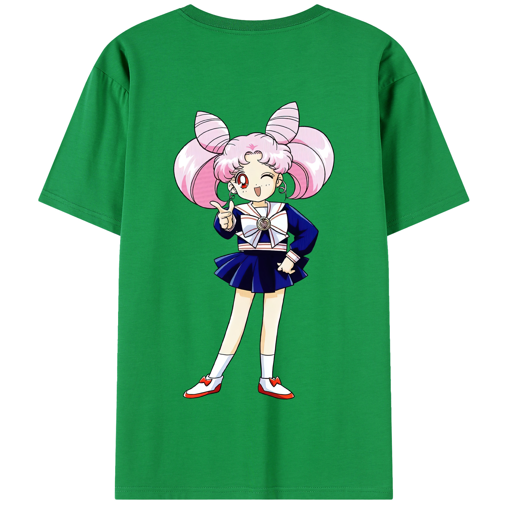 （画像用） 美少女戦士セーラームーン ちびうさ Sailor Moon Chibiusa Tsukino Usagi Small Lady Serenity 綿100％半袖Tシャツ（背面プリント）