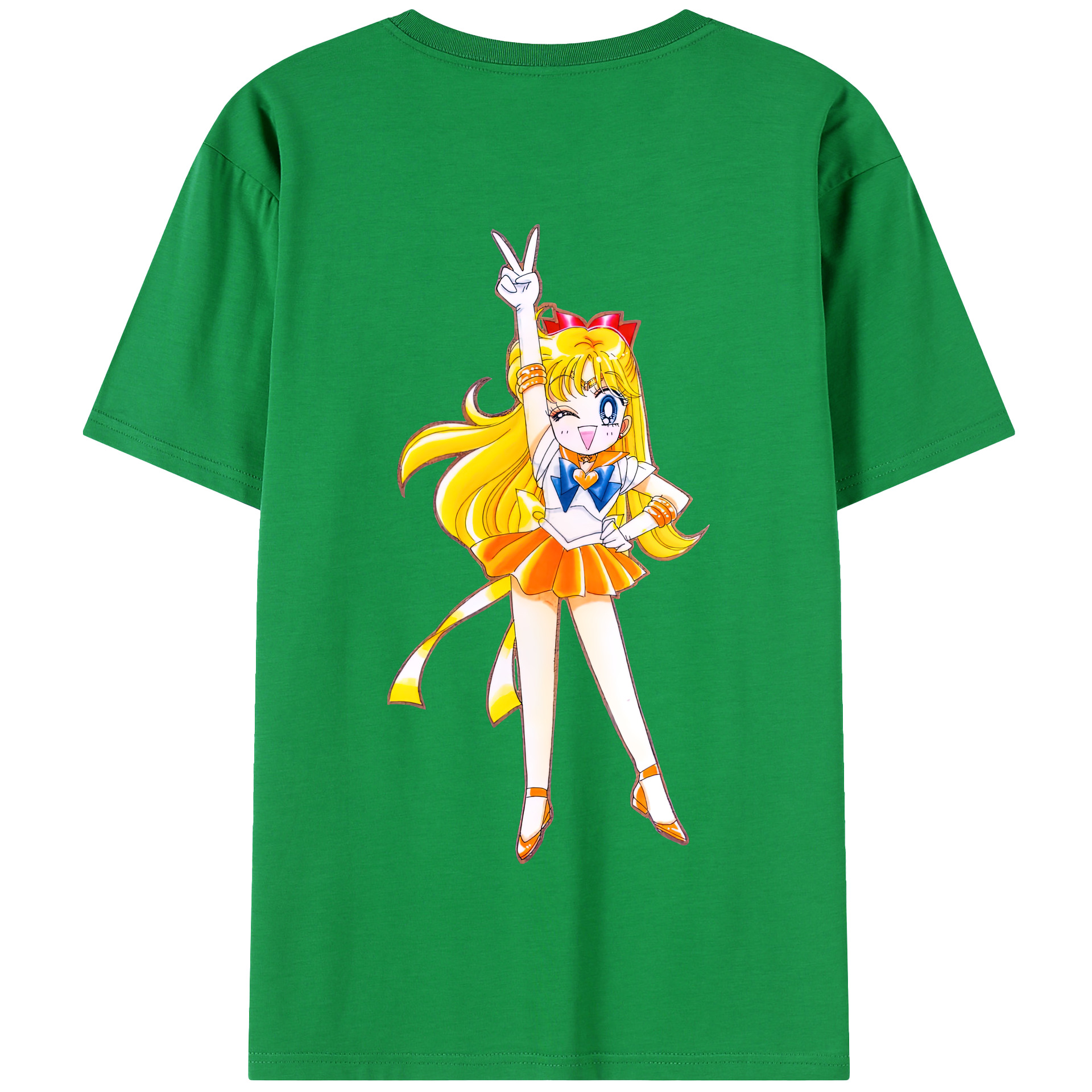 （画像用） 美少女戦士セーラームーン 愛野 美奈子 あいの みなこ Sailor Moon Aino Minako 綿100％半袖Tシャツ（背面プリント）