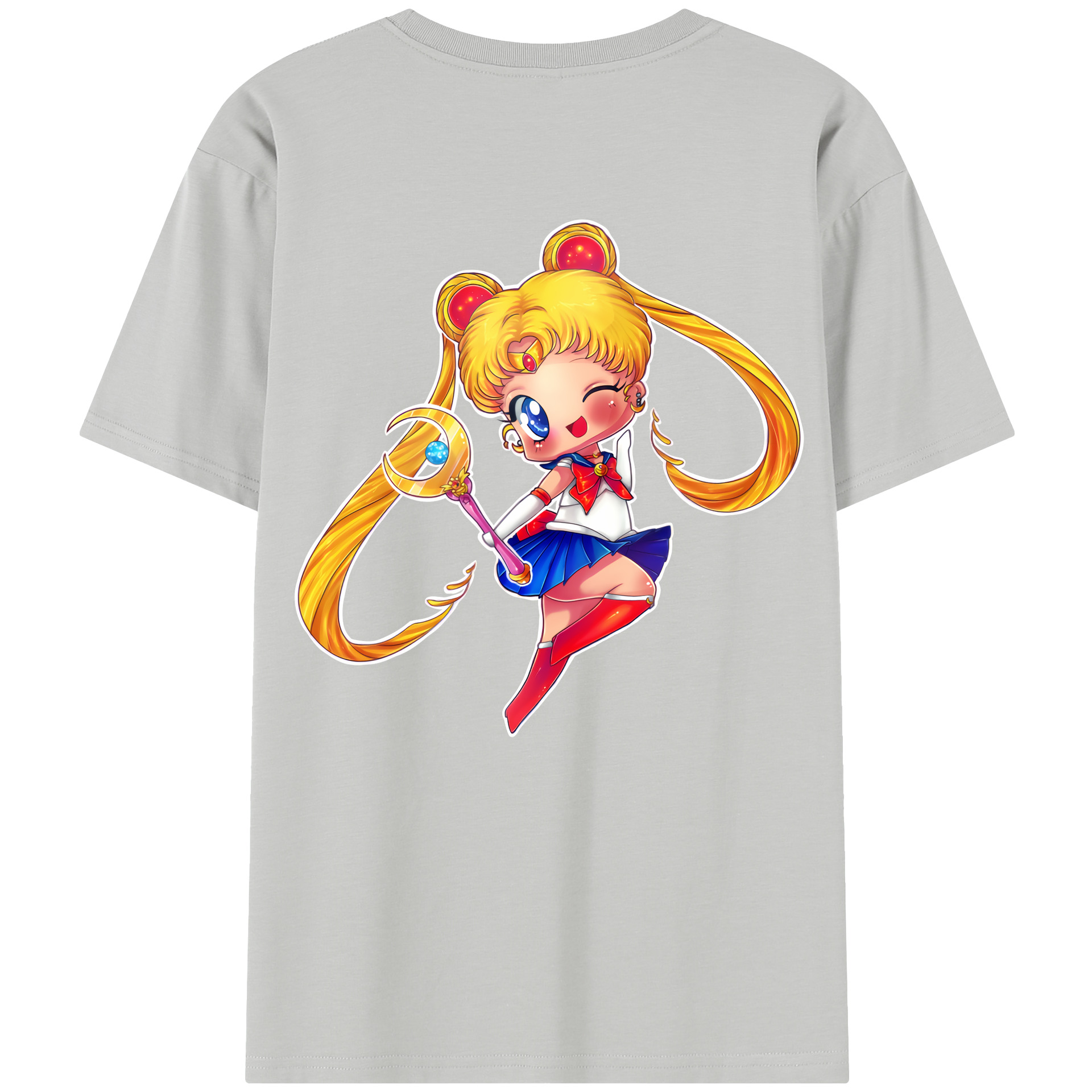 （画像用） 美少女戦士セーラームーン 月野 うさぎ つきの うさぎ Sailor Moon Tsukino Usagi 綿100％半袖Tシャツ（背面プリント）
