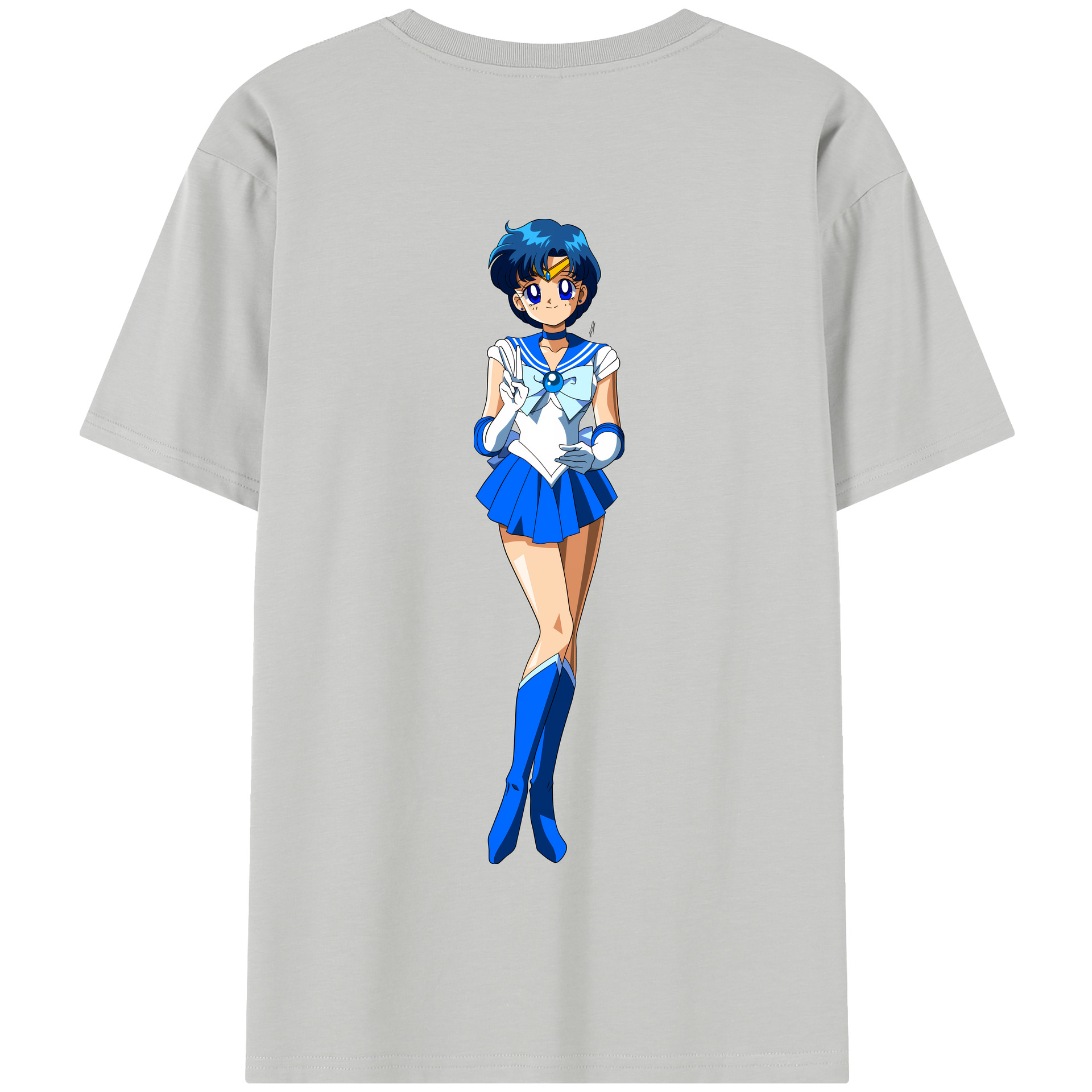（画像用） 美少女戦士セーラームーン 水野 亜美 みずの あみ Sailor Moon Mizuno Ami 綿100％半袖Tシャツ（背面プリント）