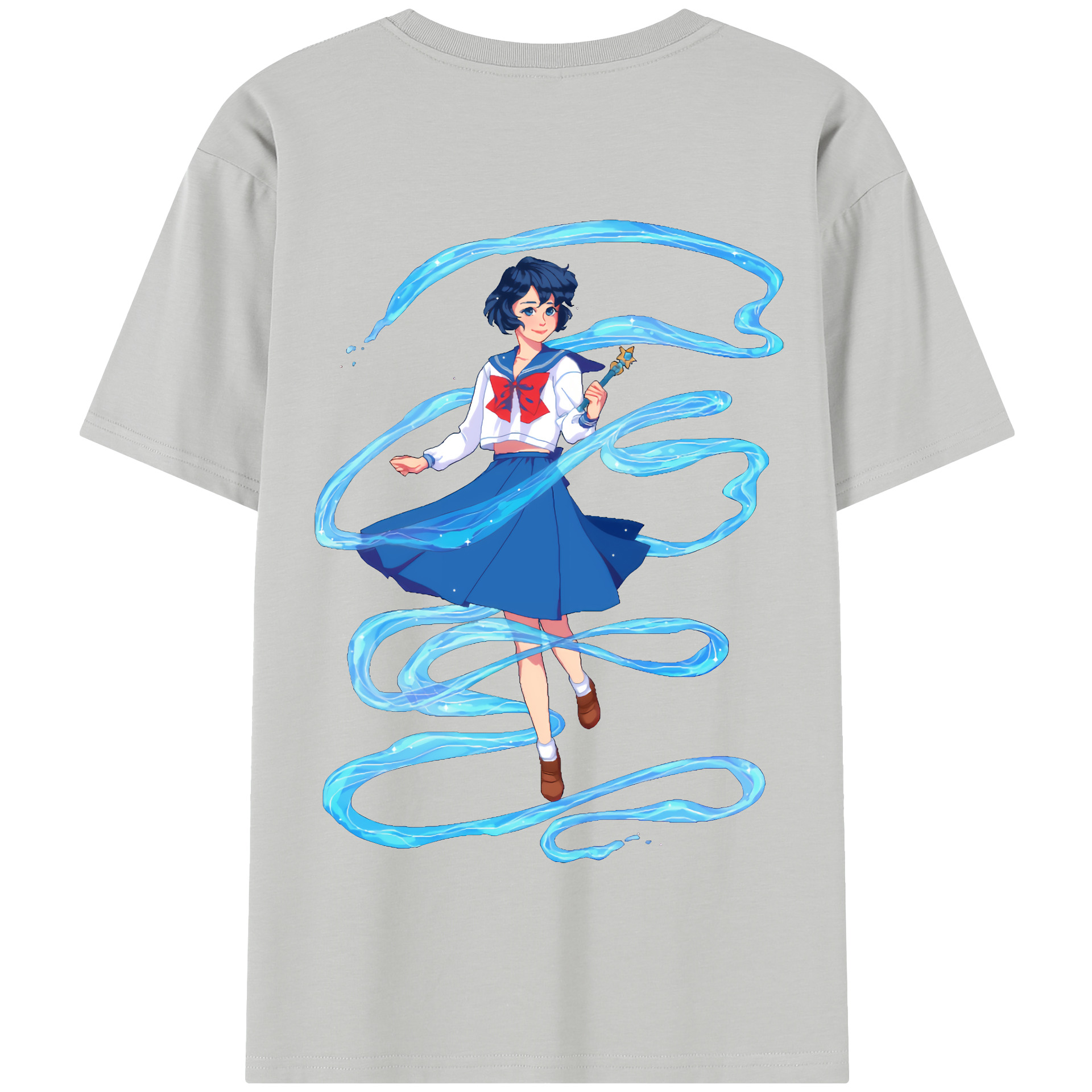 （画像用） 美少女戦士セーラームーン 水野 亜美 みずの あみ Sailor Moon Mizuno Ami 綿100％半袖Tシャツ（背面プリント）