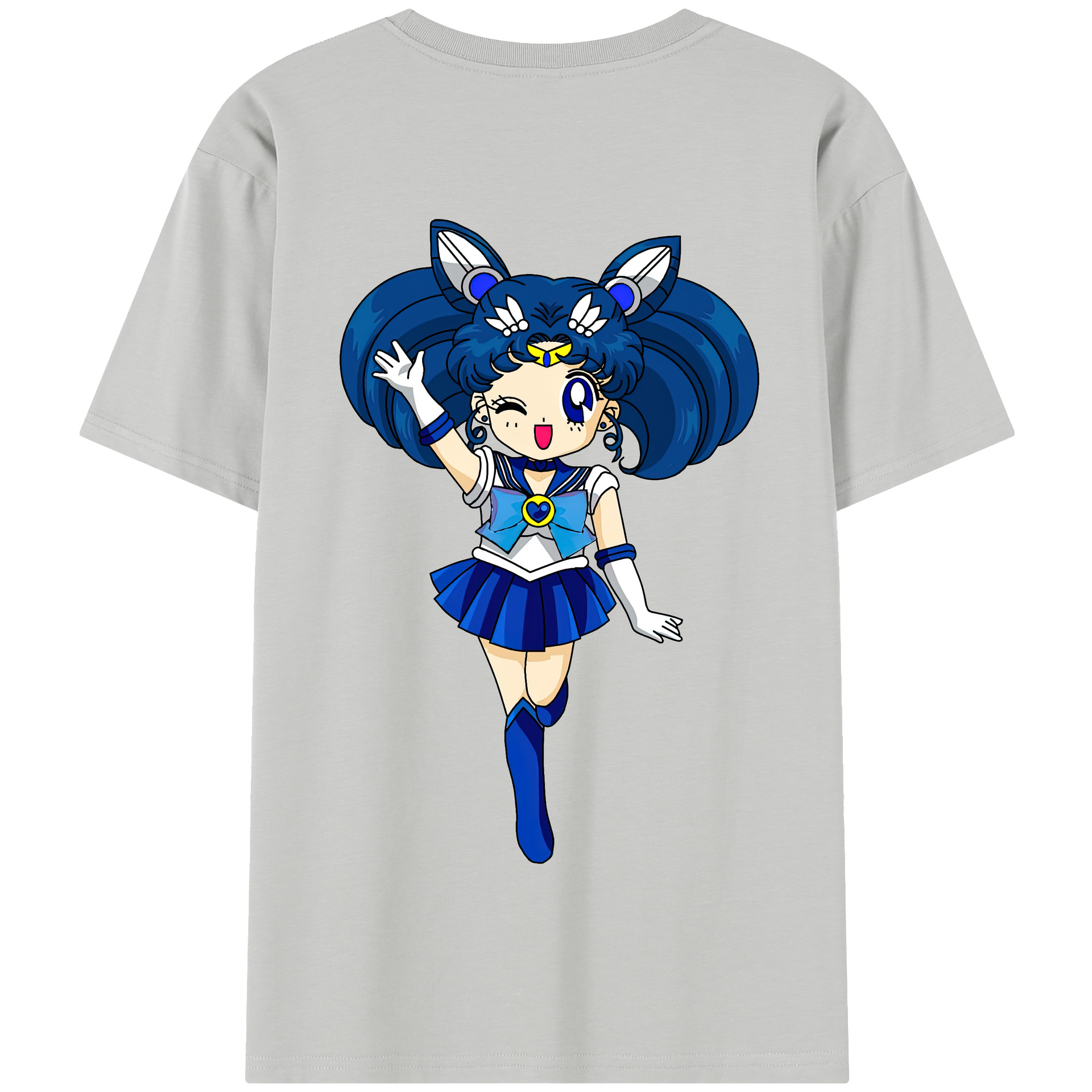 （画像用） 美少女戦士セーラームーン 水野 亜美 みずの あみ Sailor Moon Mizuno Ami 綿100％半袖Tシャツ（背面プリント）