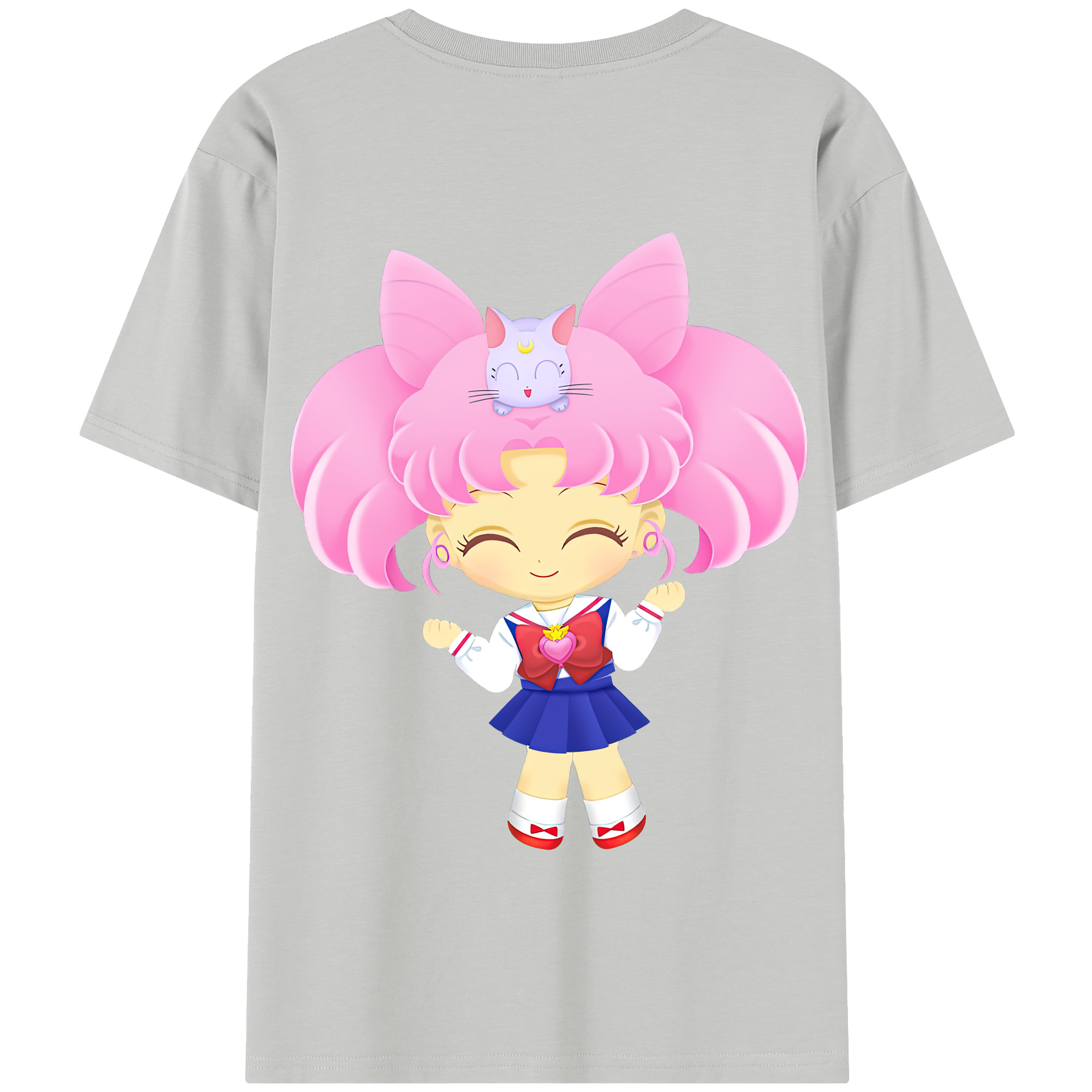 （画像用） 美少女戦士セーラームーン ちびうさ Sailor Moon Chibiusa Tsukino Usagi Small Lady Serenity 綿100％半袖Tシャツ（背面プリント）