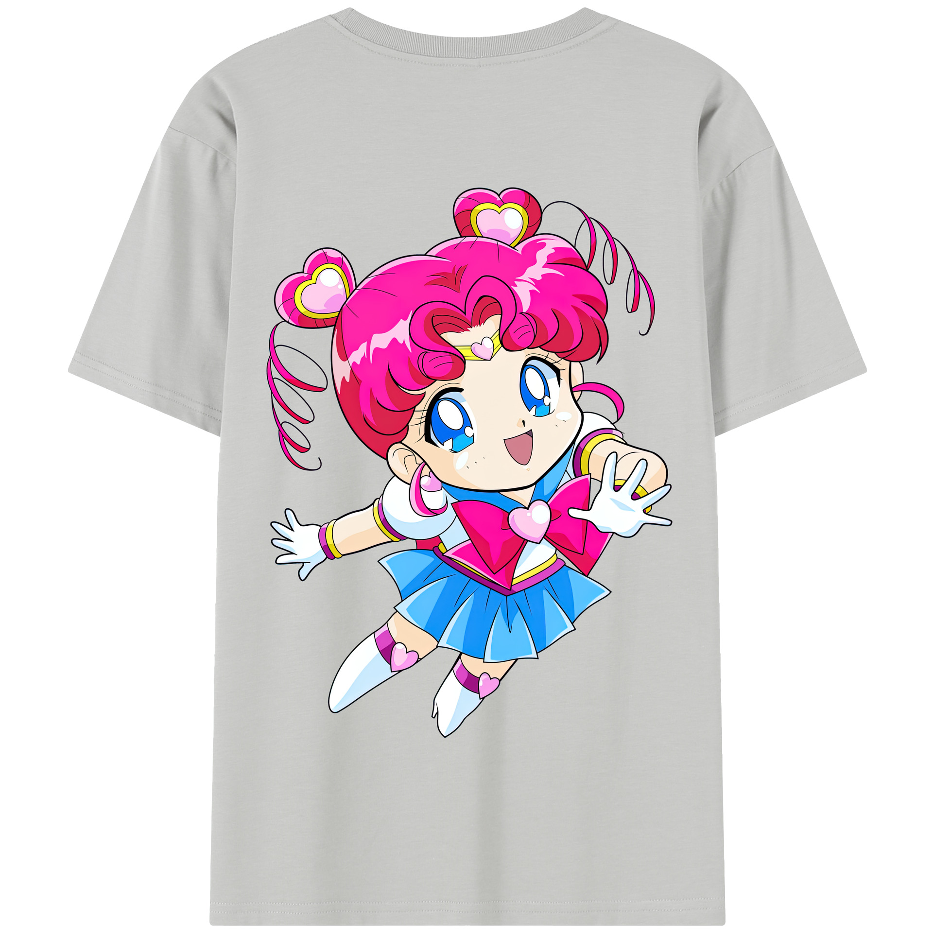 （画像用） 美少女戦士セーラームーン ちびうさ Sailor Moon Chibiusa Tsukino Usagi Small Lady Serenity 綿100％半袖Tシャツ（背面プリント）