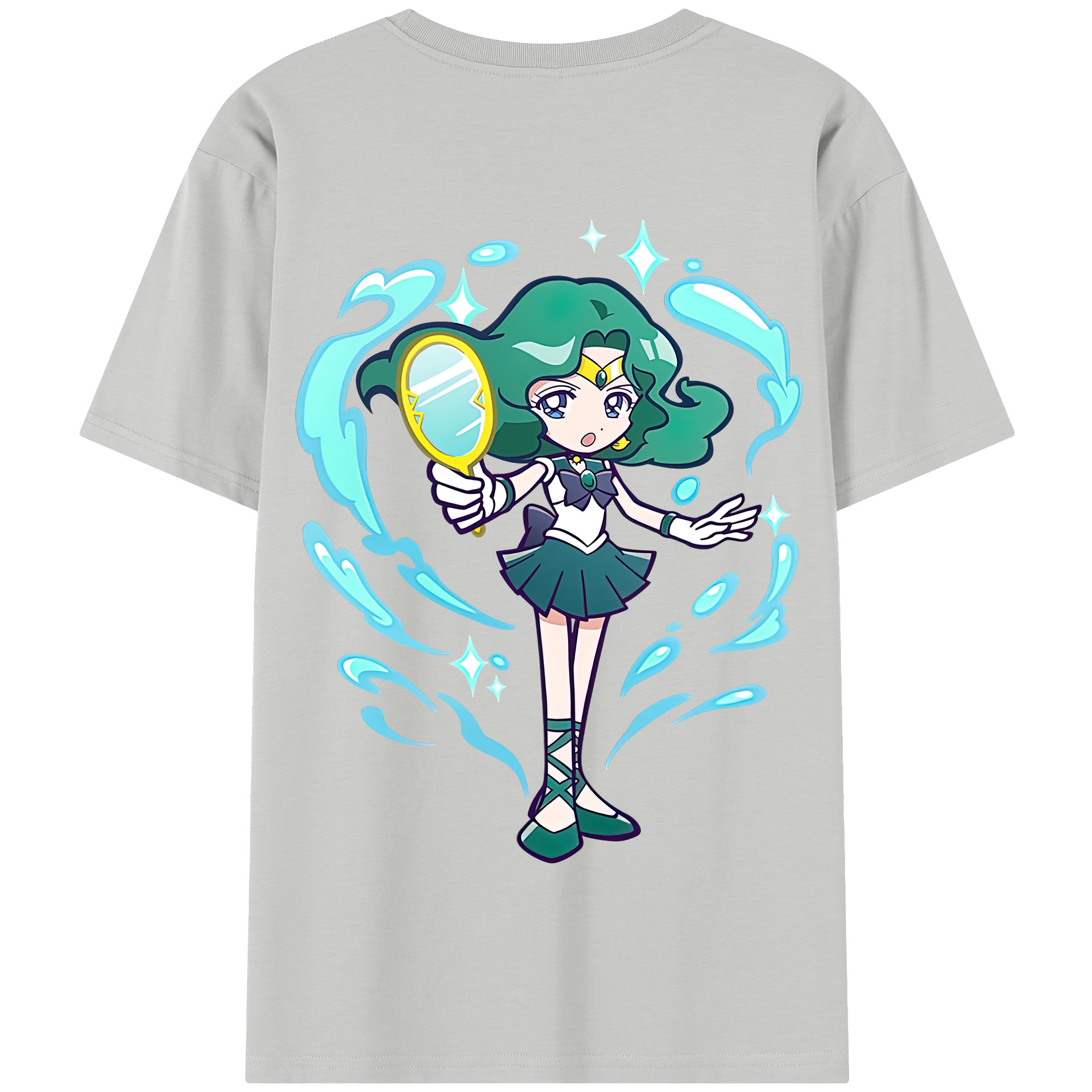 （画像用） 美少女戦士セーラームーン 海王 みちる（かいおう みちる） Sailor Moon Kaiou Michiru 綿100％半袖Tシャツ（背面プリント）
