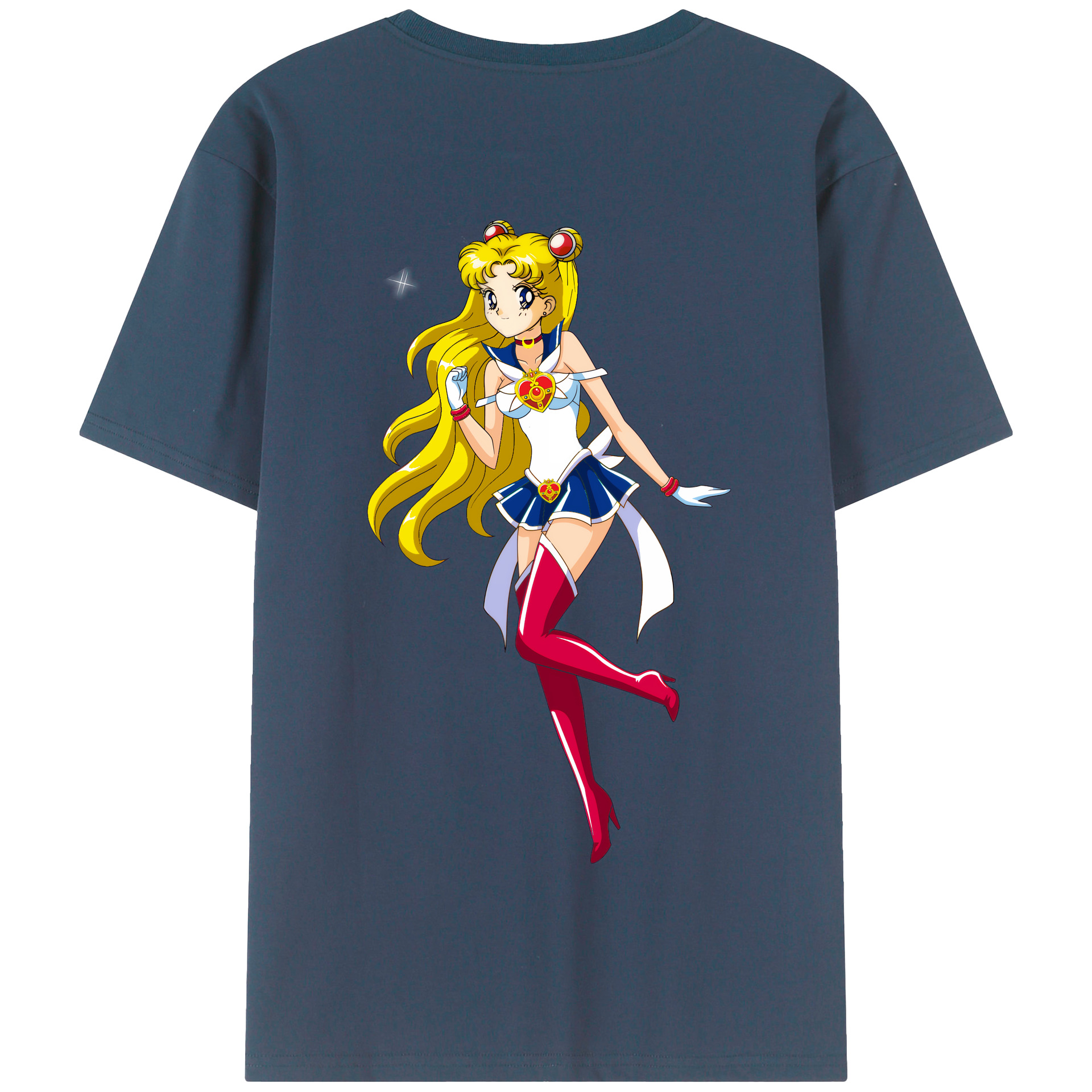 （画像用） 美少女戦士セーラームーン 月野 うさぎ つきの うさぎ Sailor Moon Tsukino Usagi 綿100％半袖Tシャツ（背面プリント）