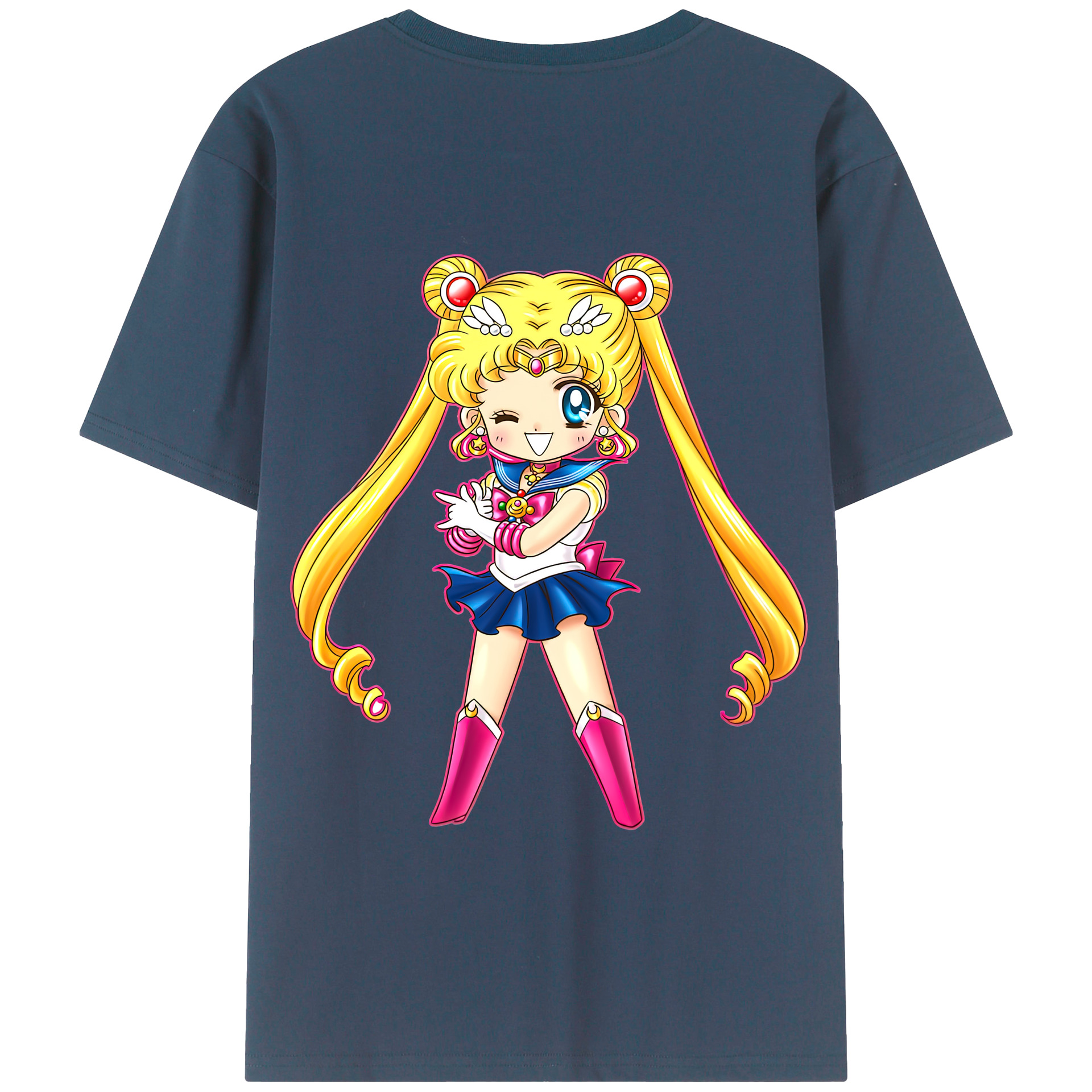 （画像用） 美少女戦士セーラームーン 月野 うさぎ つきの うさぎ Sailor Moon Tsukino Usagi 綿100％半袖Tシャツ（背面プリント）