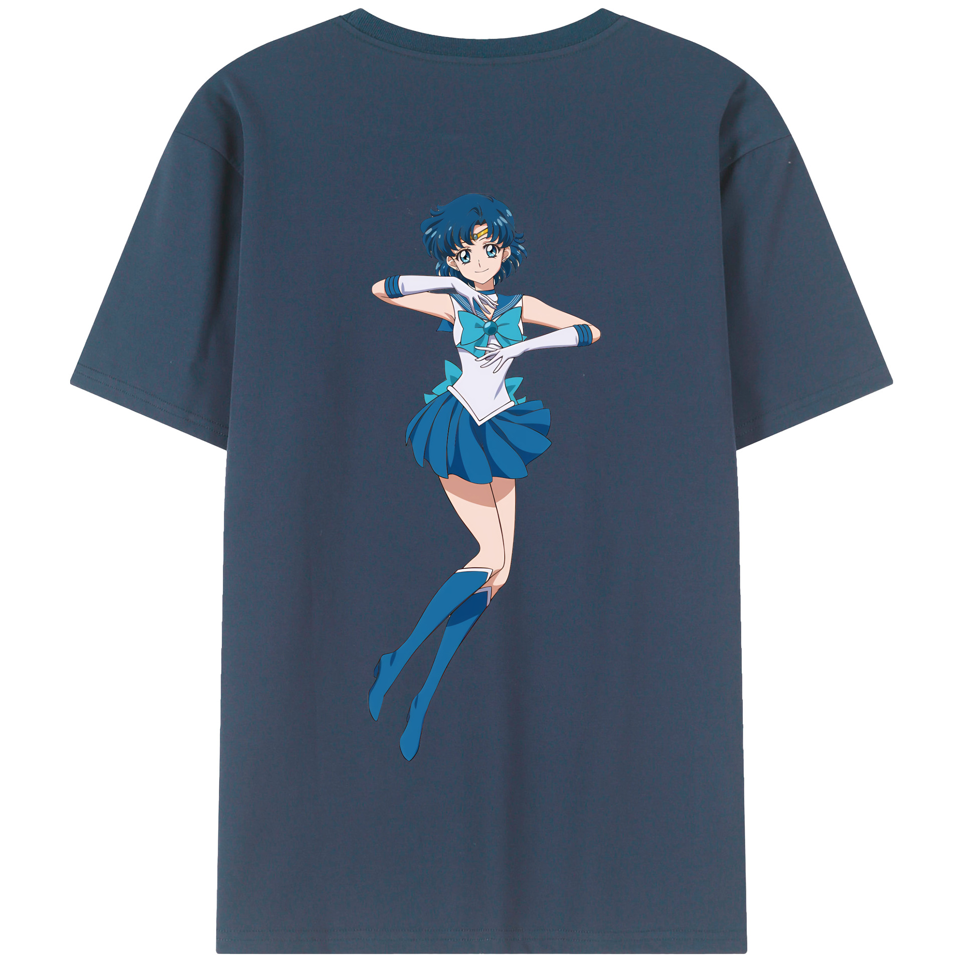 （画像用） 美少女戦士セーラームーン 水野 亜美 みずの あみ Sailor Moon Mizuno Ami 綿100％半袖Tシャツ（背面プリント）