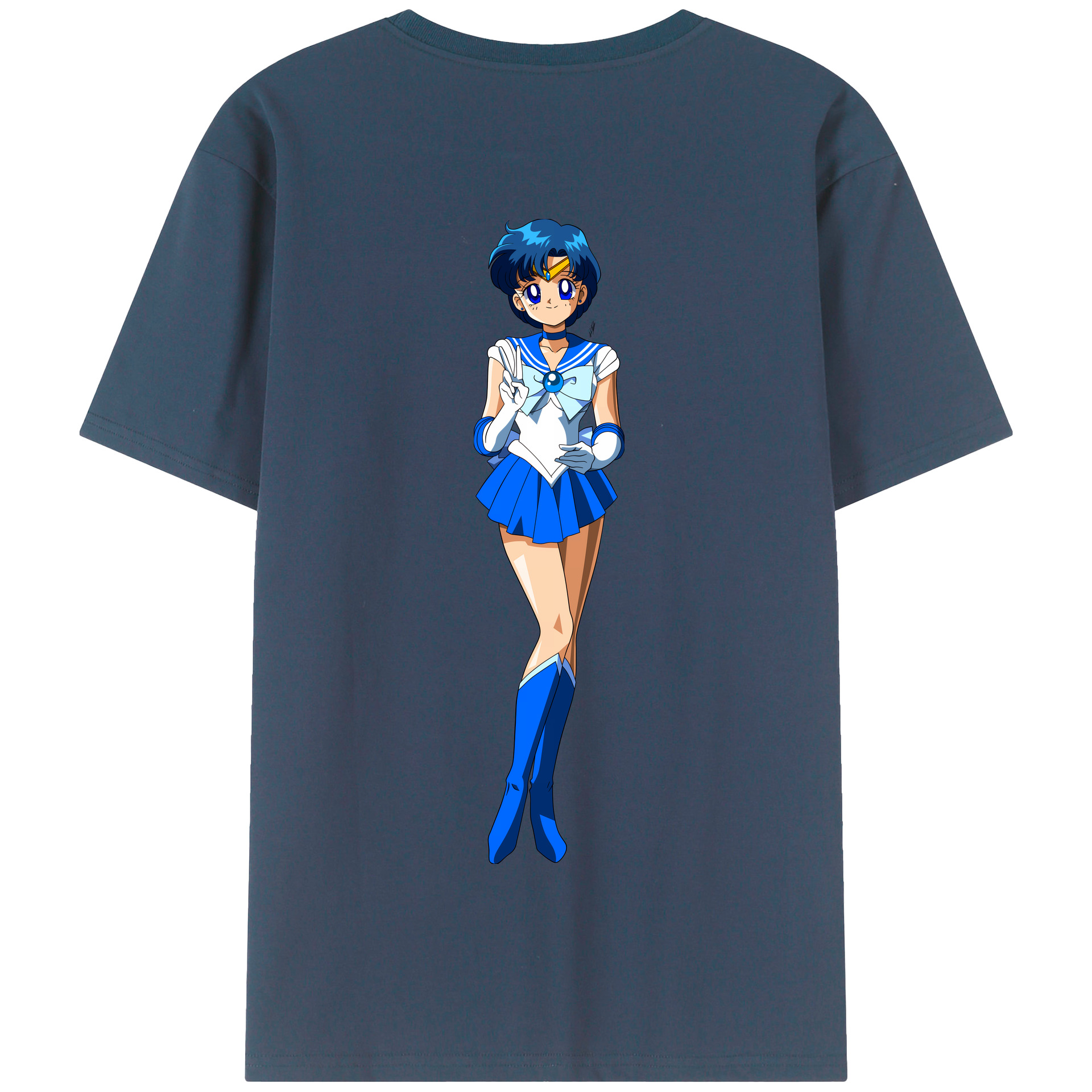 （画像用） 美少女戦士セーラームーン 水野 亜美 みずの あみ Sailor Moon Mizuno Ami 綿100％半袖Tシャツ（背面プリント）