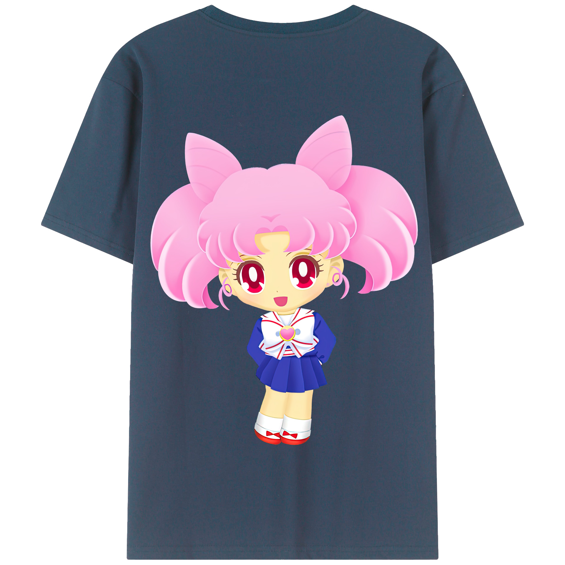 （画像用） 美少女戦士セーラームーン ちびうさ Sailor Moon Chibiusa Tsukino Usagi Small Lady Serenity 綿100％半袖Tシャツ（背面プリント）