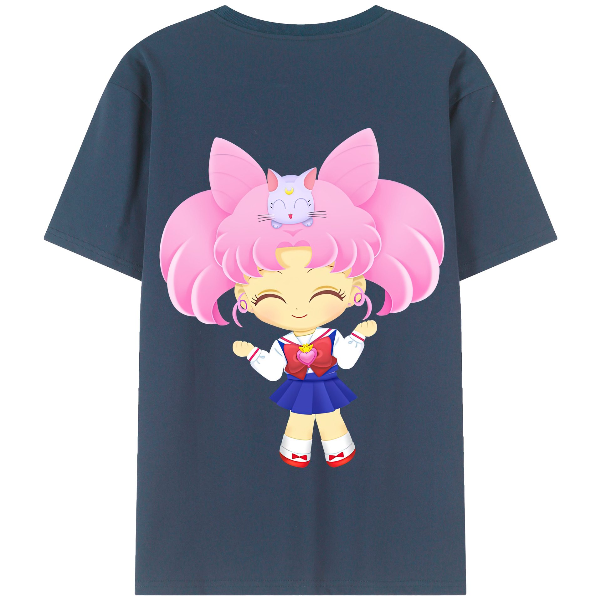 （画像用） 美少女戦士セーラームーン ちびうさ Sailor Moon Chibiusa Tsukino Usagi Small Lady Serenity 綿100％半袖Tシャツ（背面プリント）