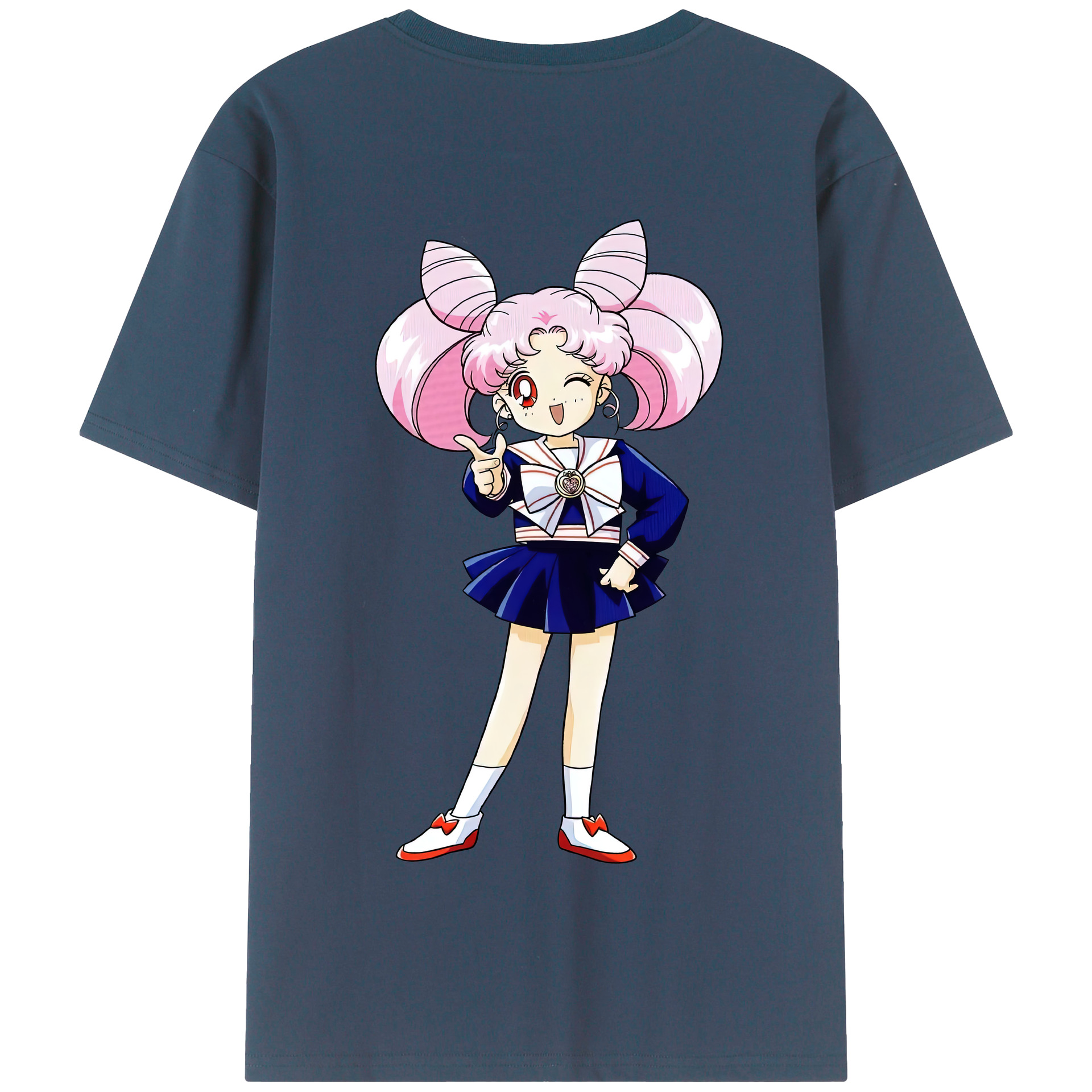 （画像用） 美少女戦士セーラームーン ちびうさ Sailor Moon Chibiusa Tsukino Usagi Small Lady Serenity 綿100％半袖Tシャツ（背面プリント）