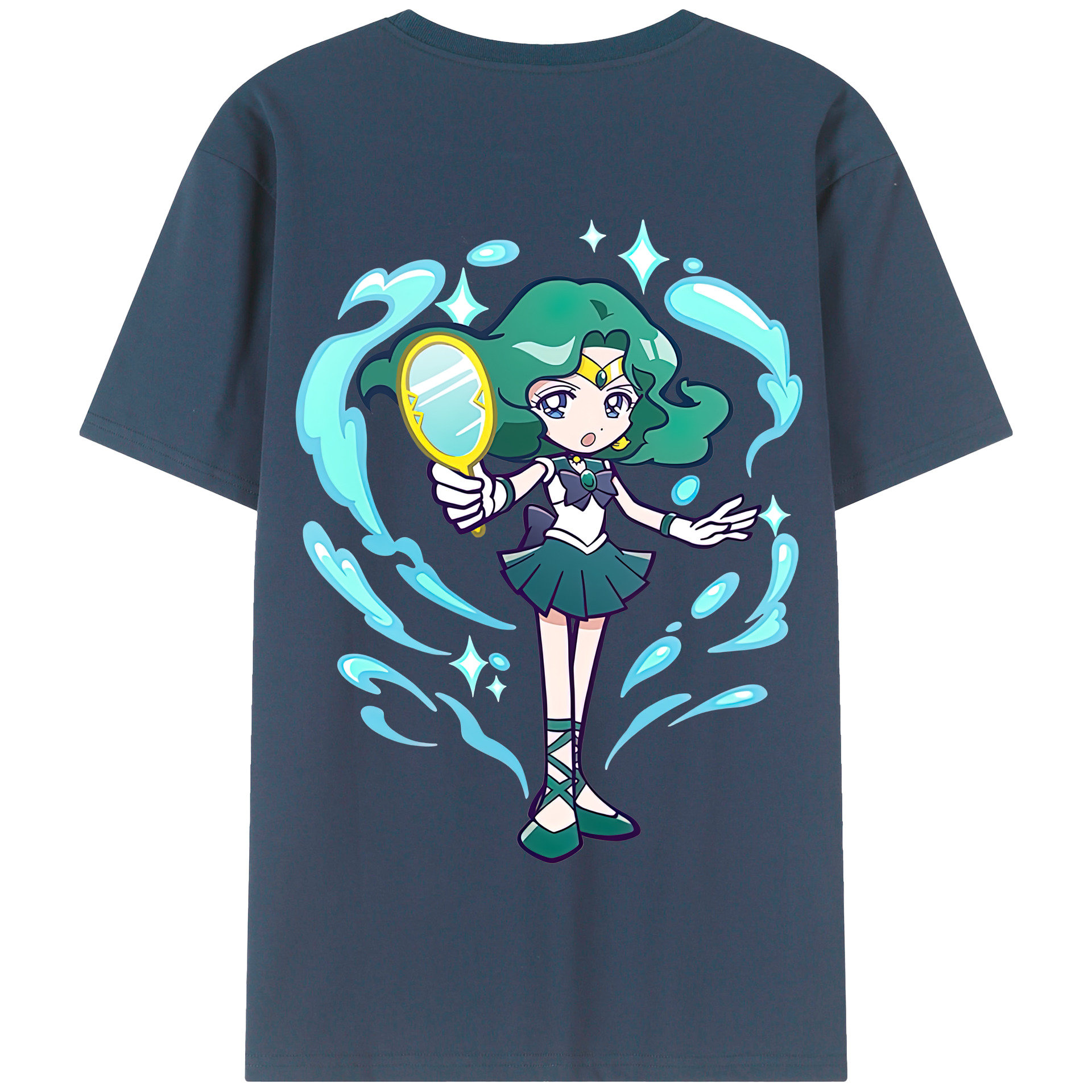 （画像用） 美少女戦士セーラームーン 海王 みちる（かいおう みちる） Sailor Moon Kaiou Michiru 綿100％半袖Tシャツ（背面プリント）