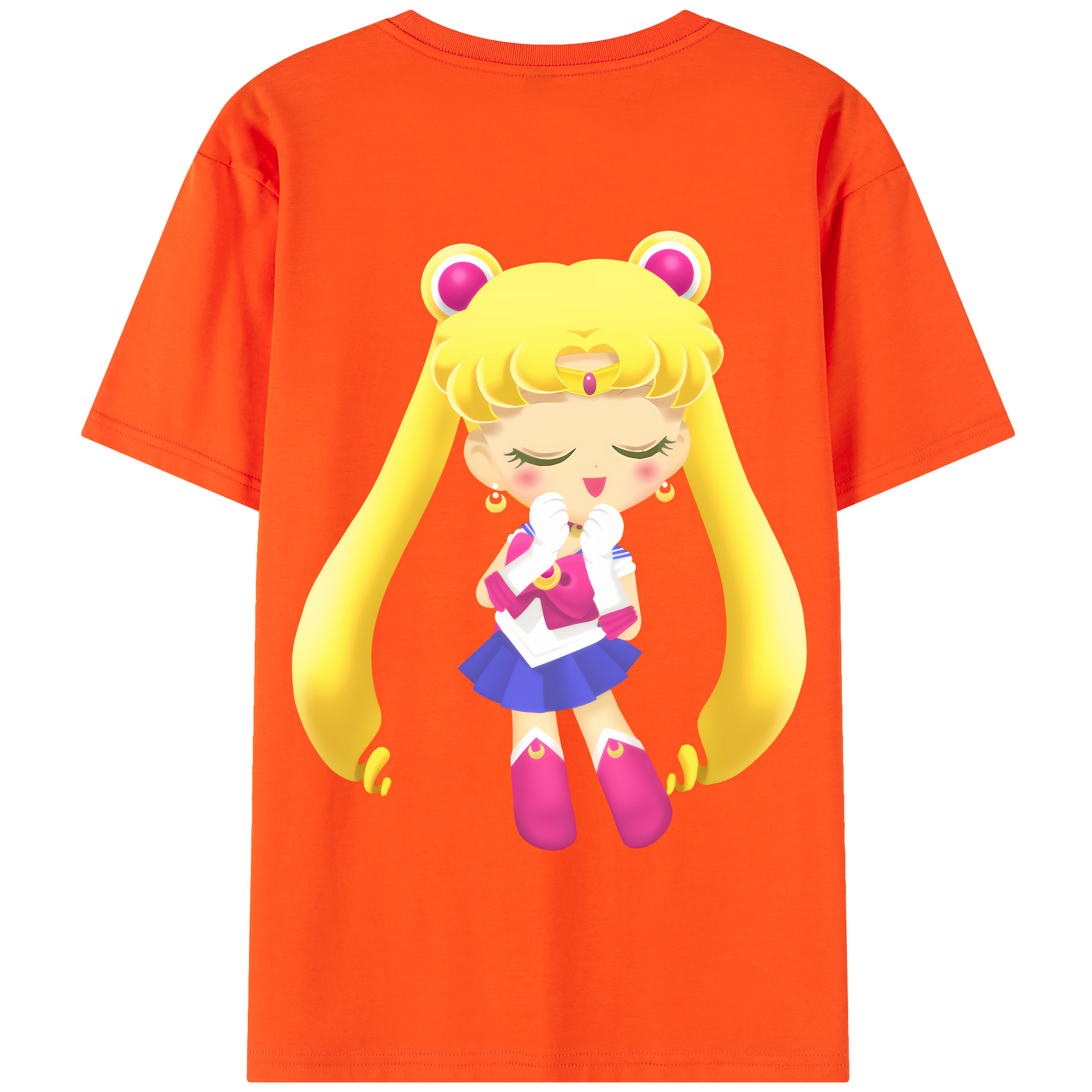 （画像用） 美少女戦士セーラームーン 月野 うさぎ つきの うさぎ Sailor Moon Tsukino Usagi 綿100％半袖Tシャツ（背面プリント）