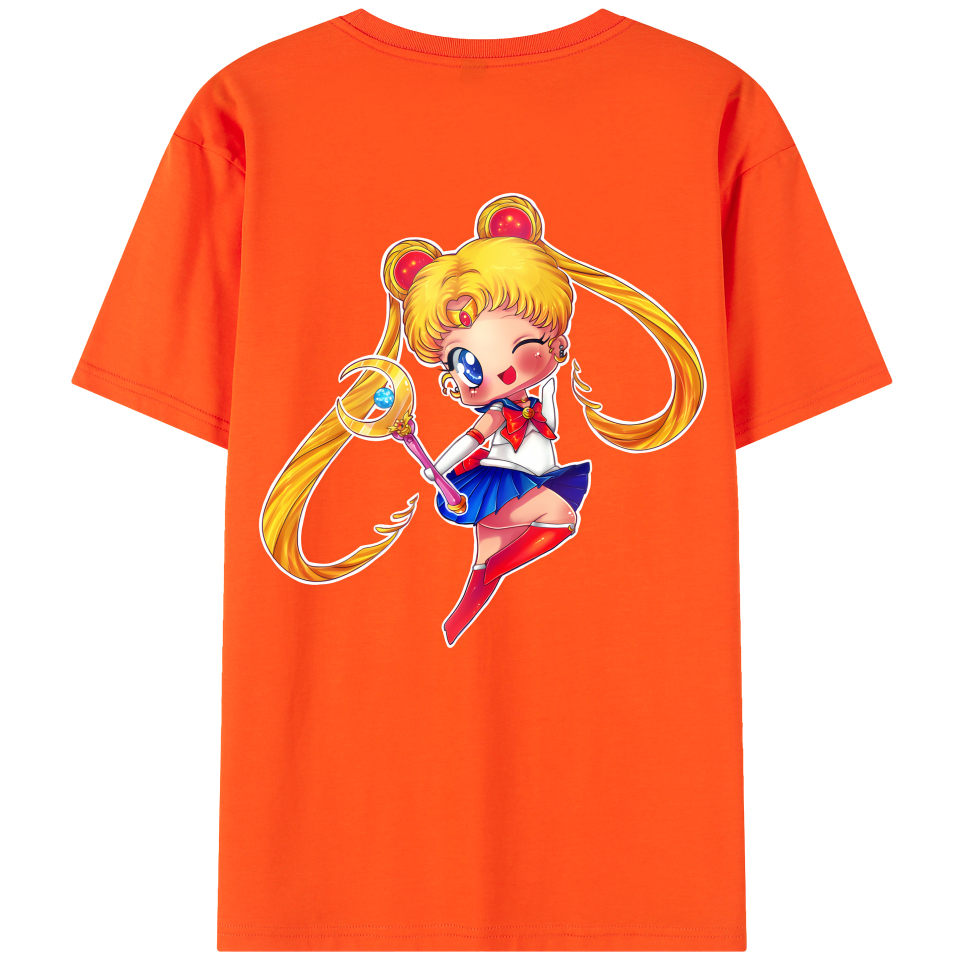 （画像用） 美少女戦士セーラームーン 月野 うさぎ つきの うさぎ Sailor Moon Tsukino Usagi 綿100％半袖Tシャツ（背面プリント）
